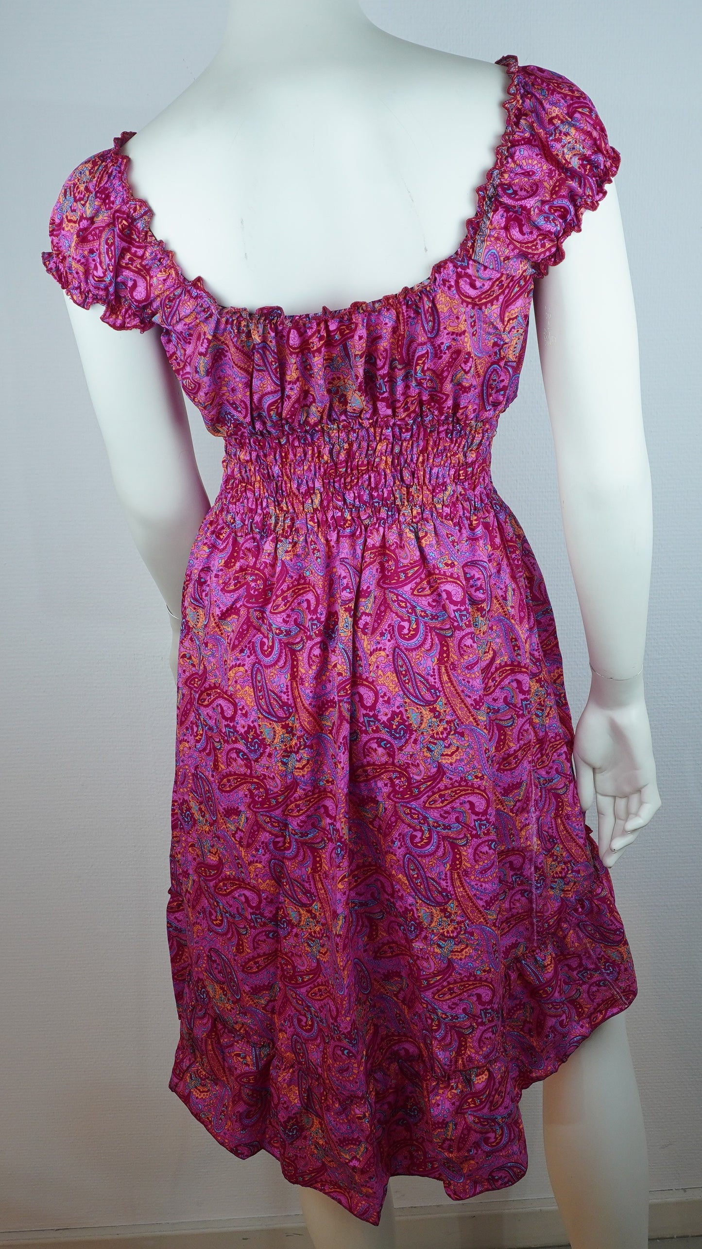 Sommerkleid – Boho Kleid Pink/Magenta mit Paisley-Print