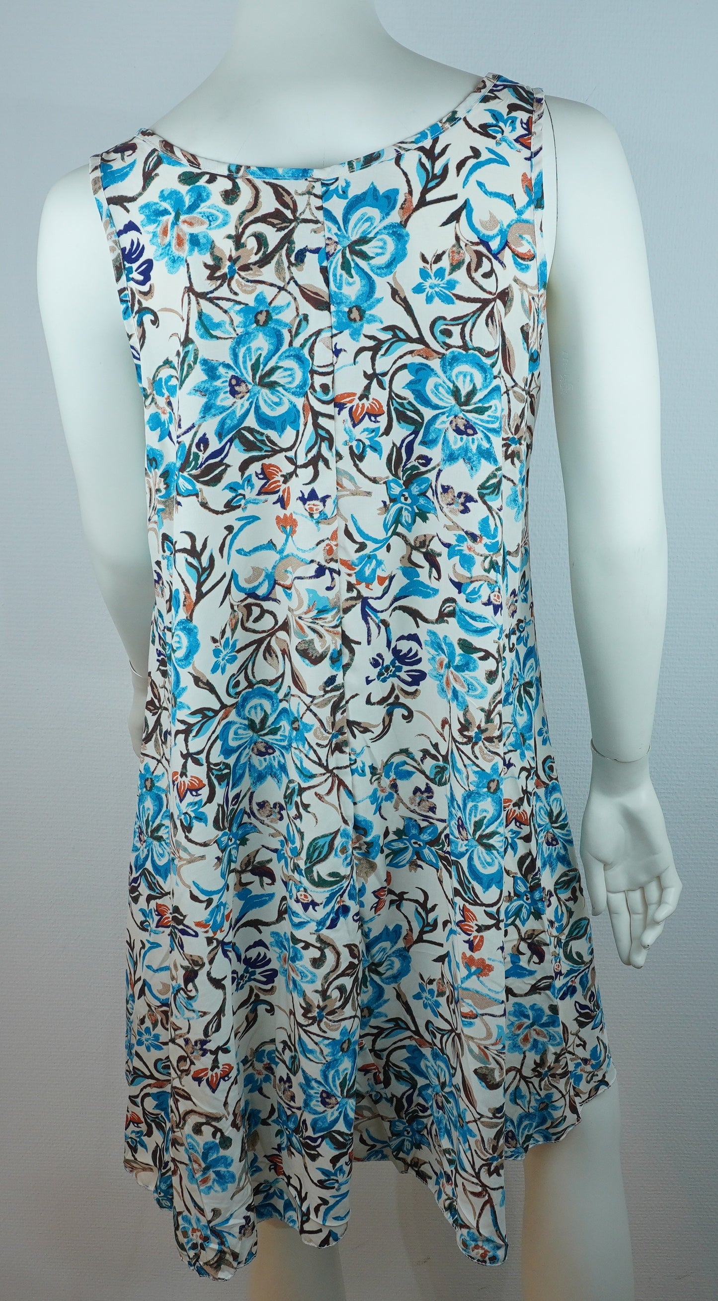 Sommerkleid – Blumenprint – Trägerkleid – Weiß/Türkis