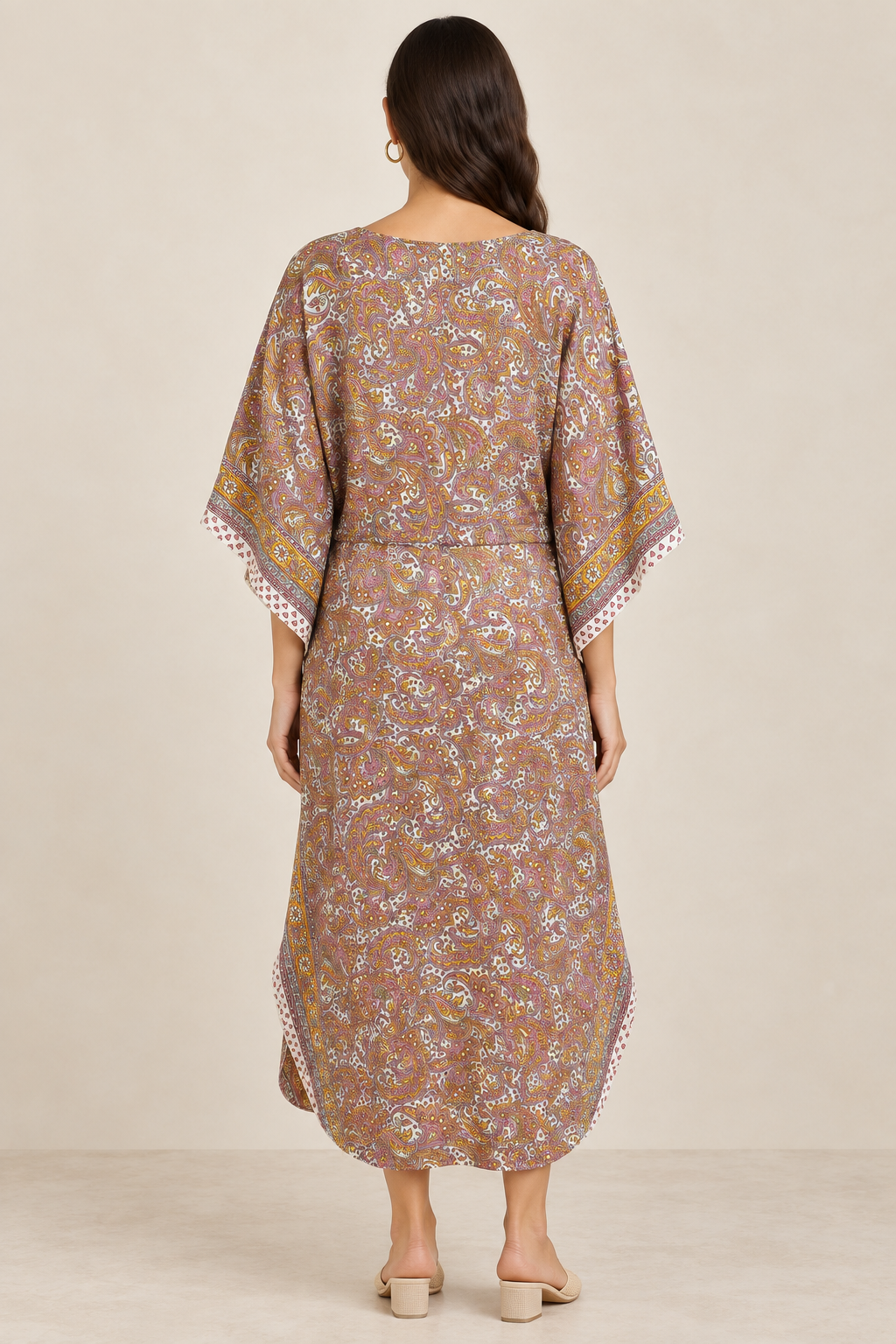 Paisley-Kaftankleid – Rückansicht