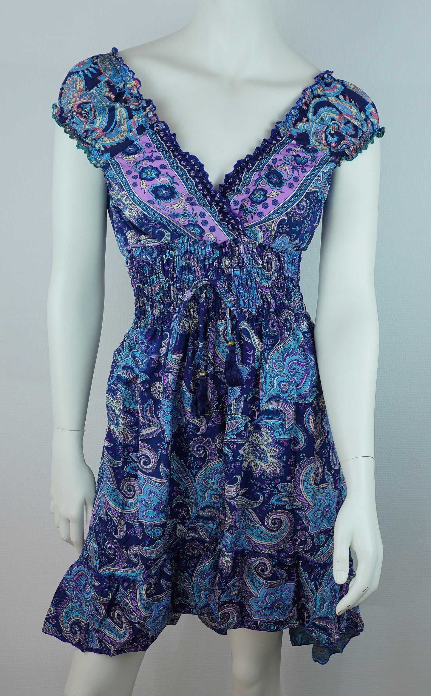 Sommerkleid Alia Dunkelblau/Lila – Vorderseite