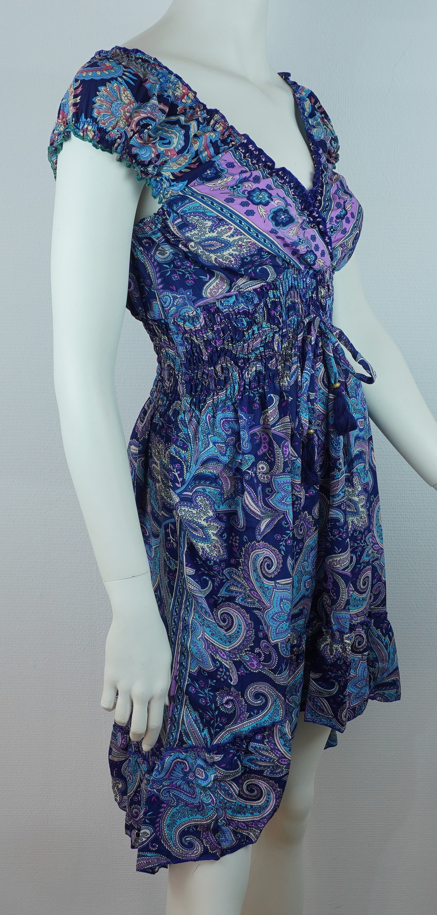 Sommerkleid Alia Dunkelblau/Lila – Seitenansicht