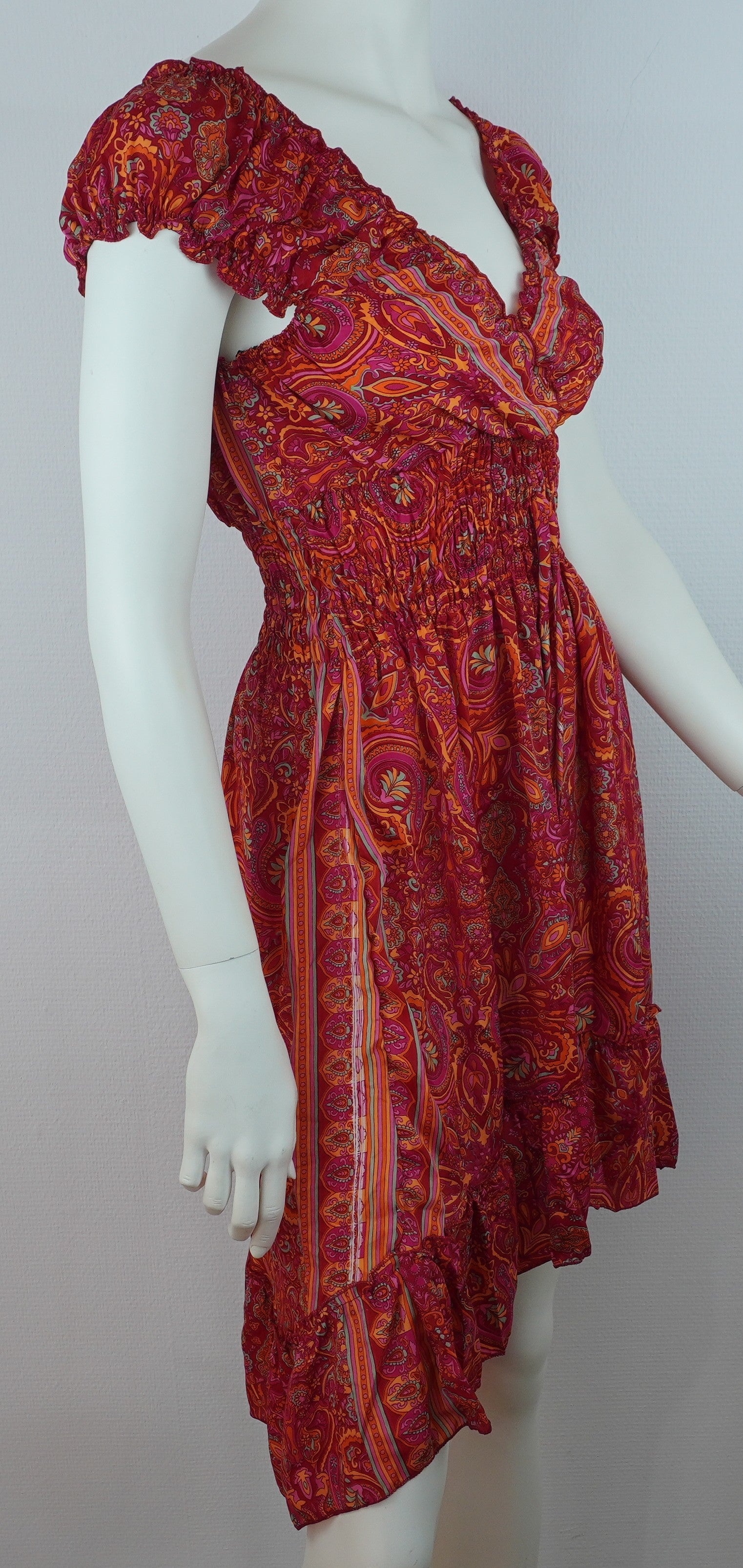 Sommerkleid Alia Rot/Orange – Seitenansicht