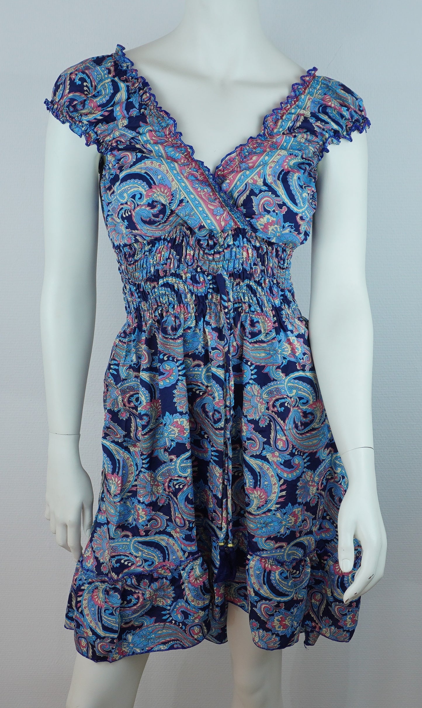 Sommerkleid Alia Dunkelblau/Türkis – Vorderseite