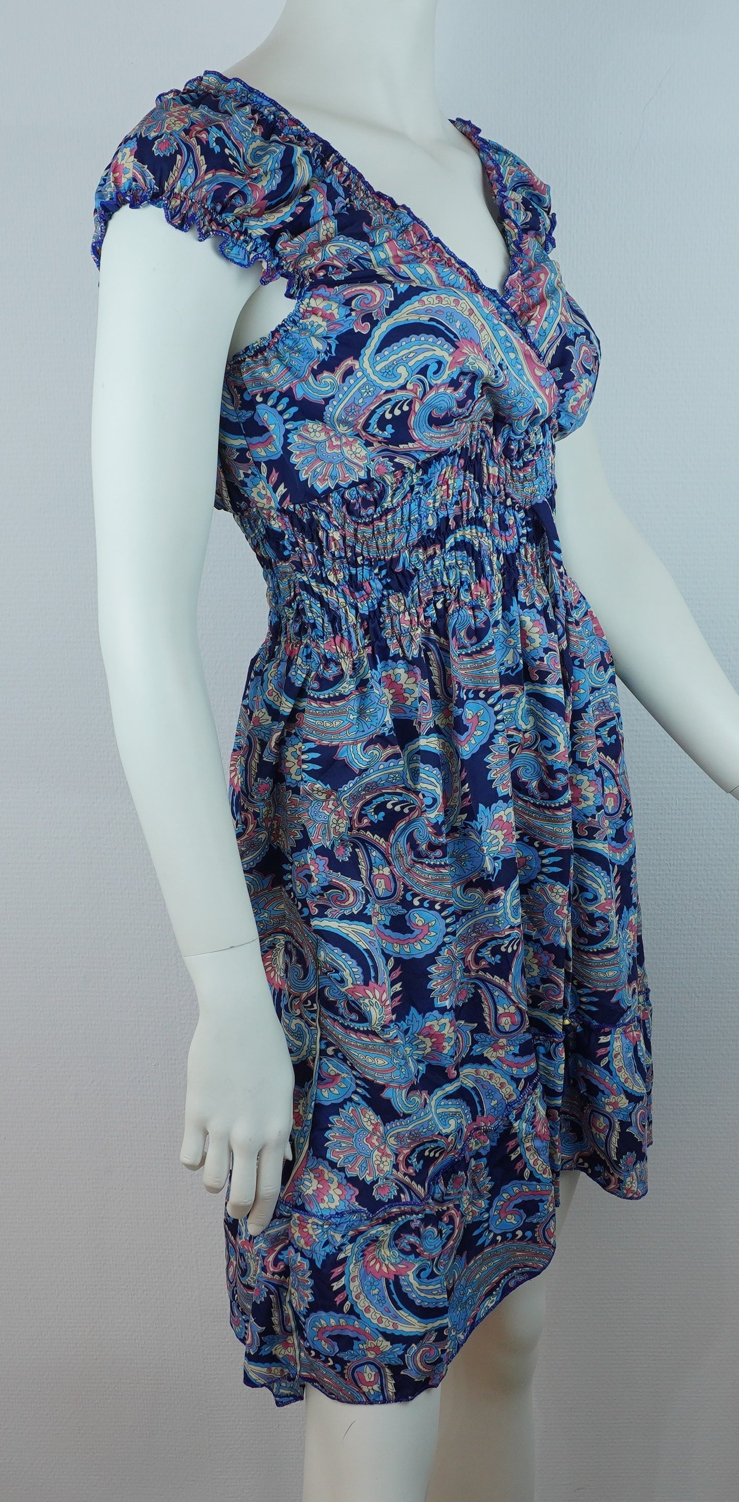 Sommerkleid Alia Dunkelblau/Türkis – Seitenansicht
