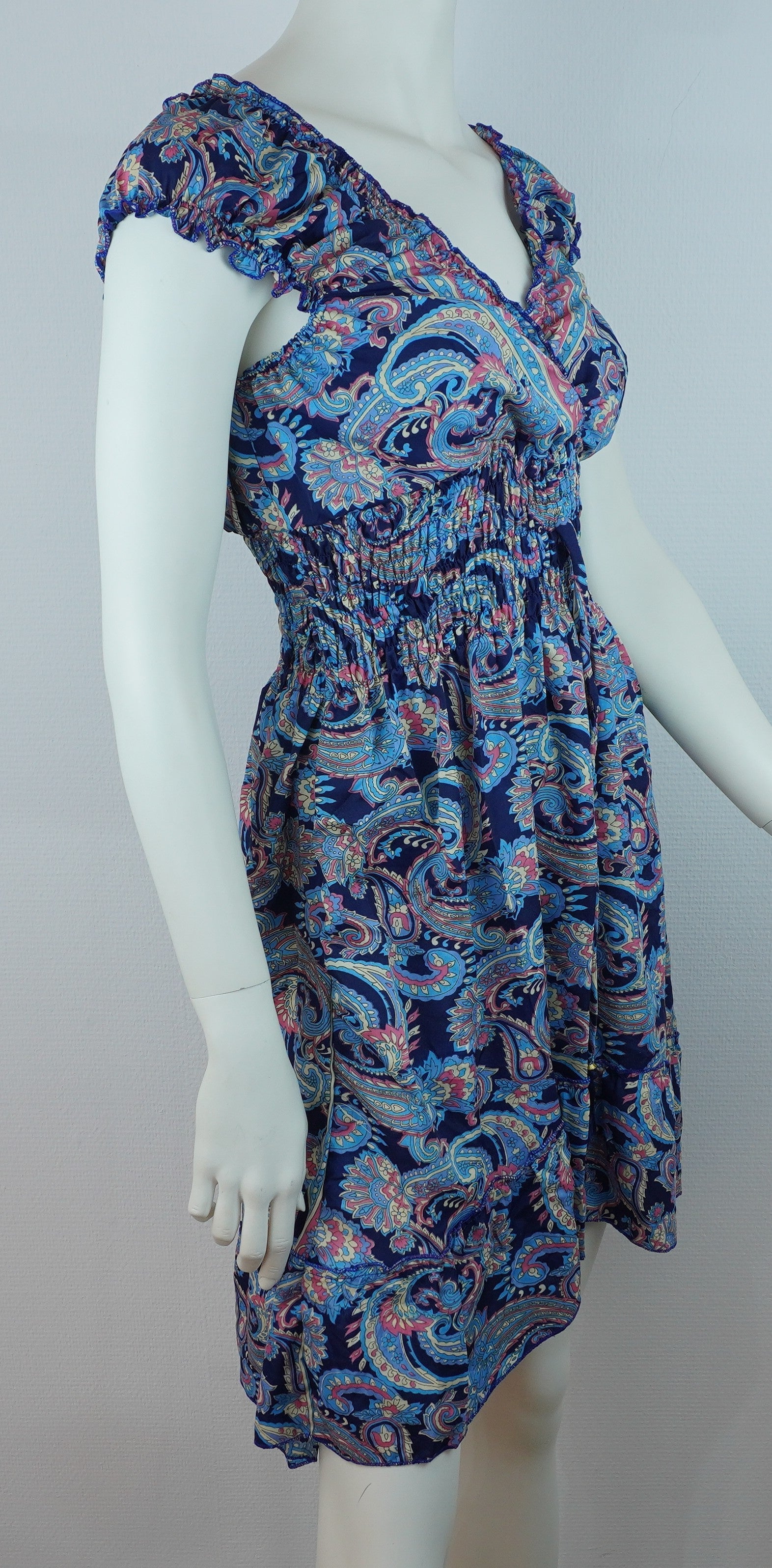 Sommerkleid Alia Dunkelblau/Türkis – Seitenansicht