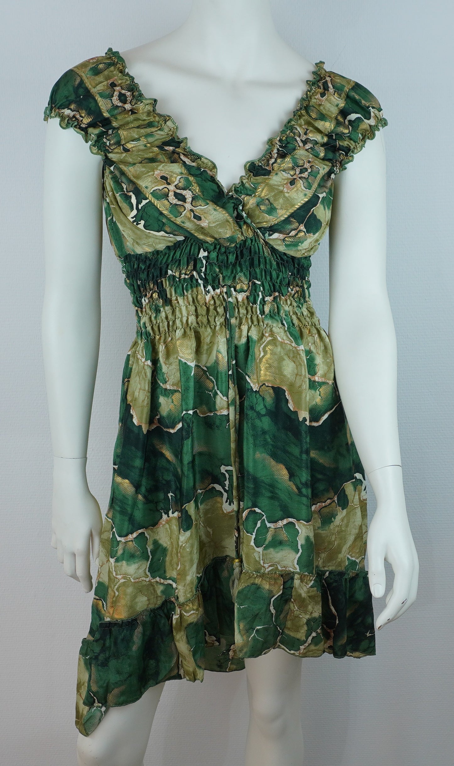 Sommerkleid Alia Grün/Khaki – Vorderseite