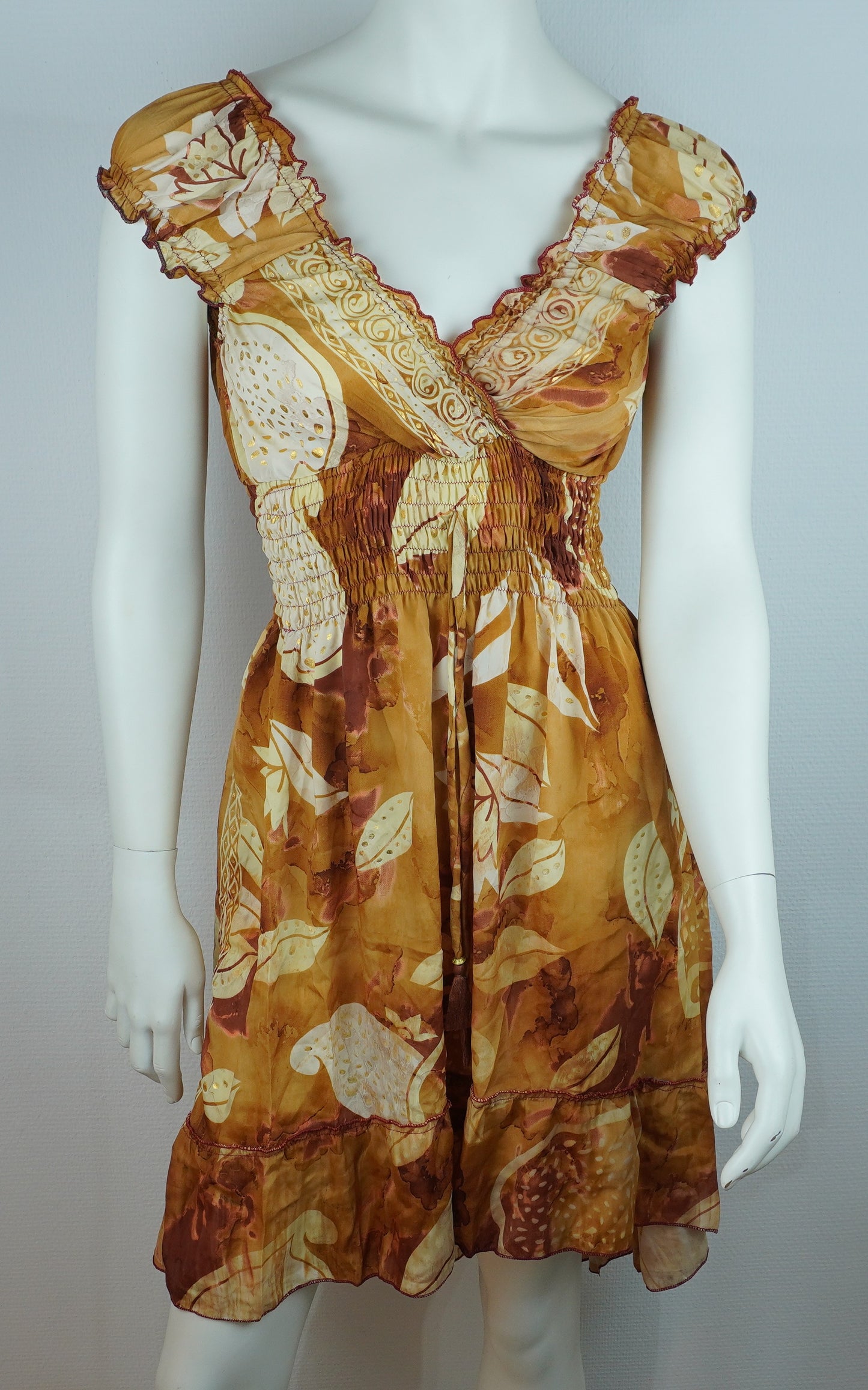 Sommerkleid Goldbraun/Ocker – Vorderseite