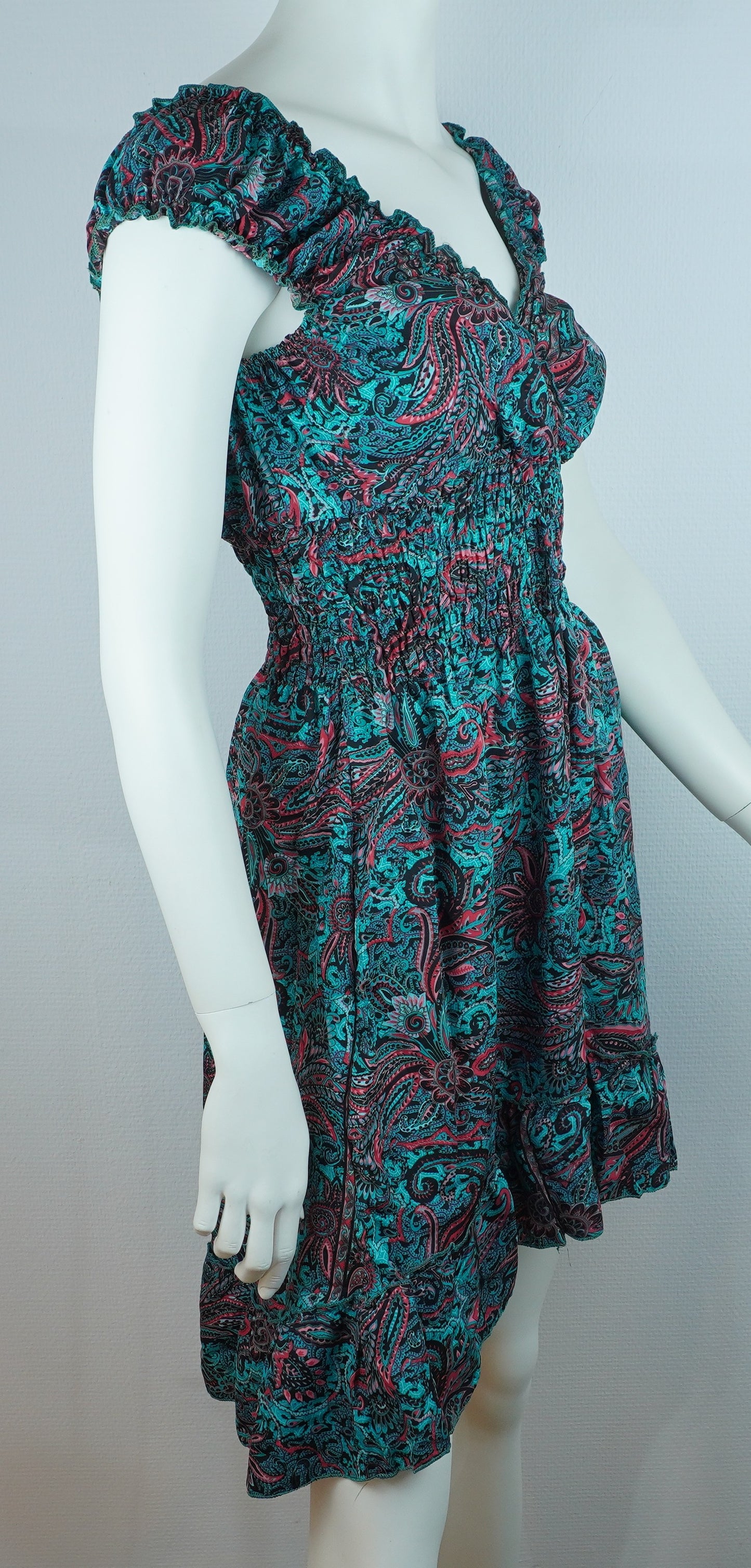 Sommerkleid – Boho Kleid Türkis/Petrol mit Paisley-Print