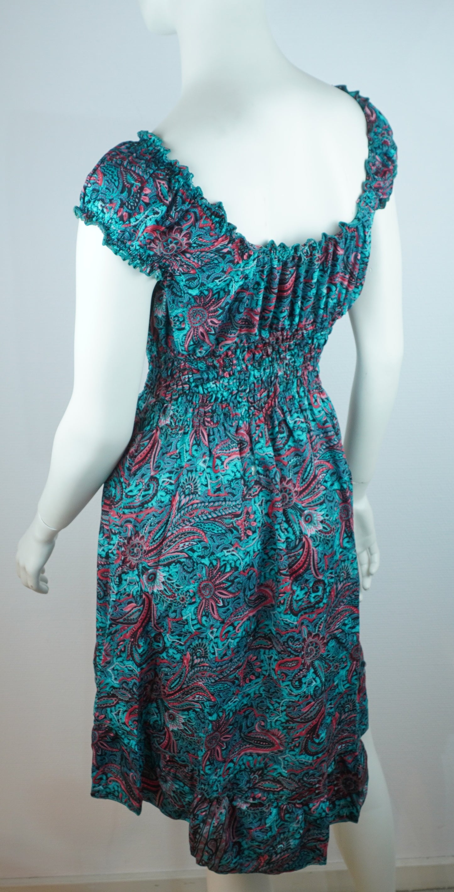 Sommerkleid – Boho Kleid Türkis/Petrol mit Paisley-Print