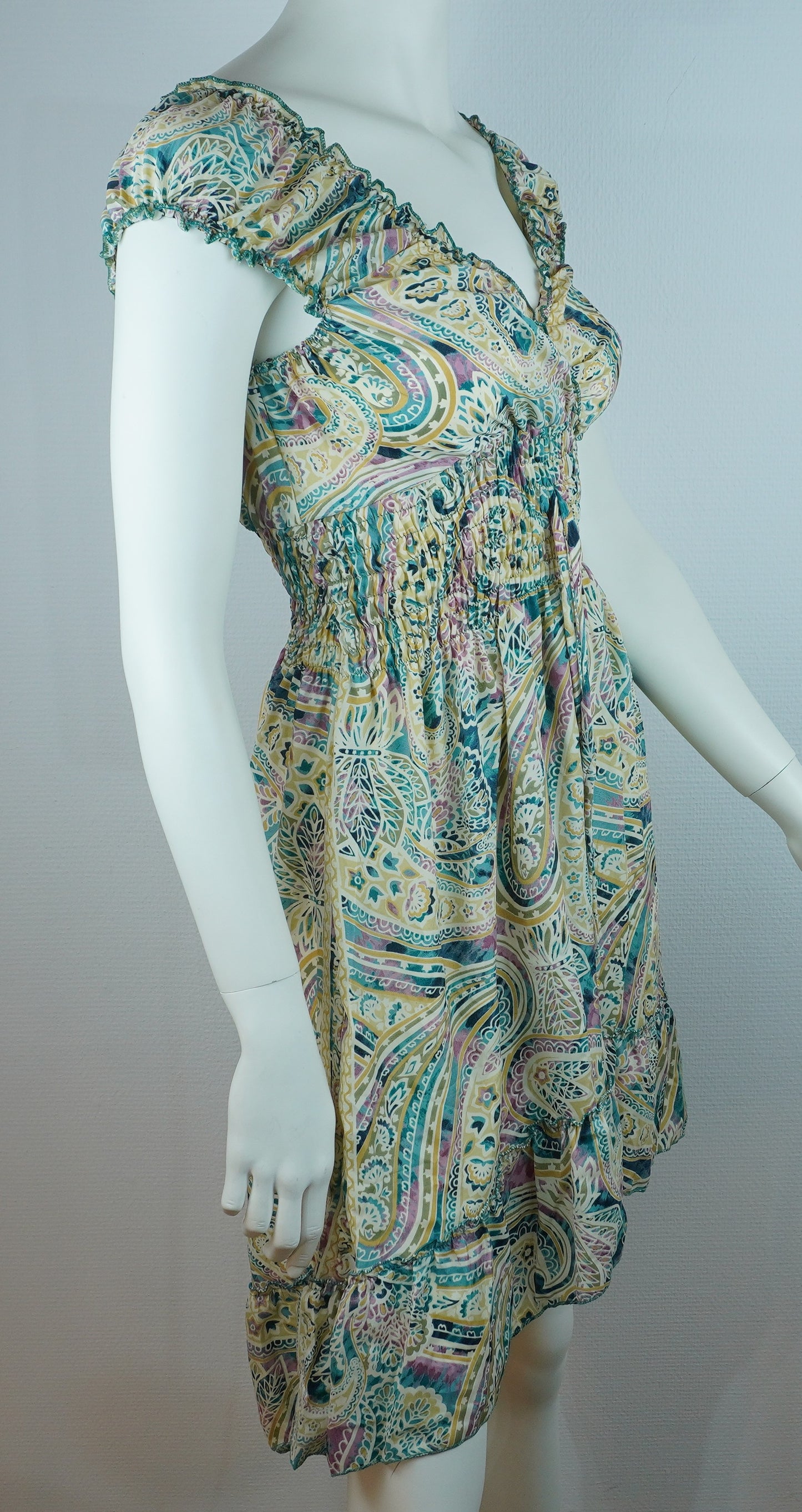 Sommerkleid – Boho Kleid Creme/Bunt mit Paisley-Print