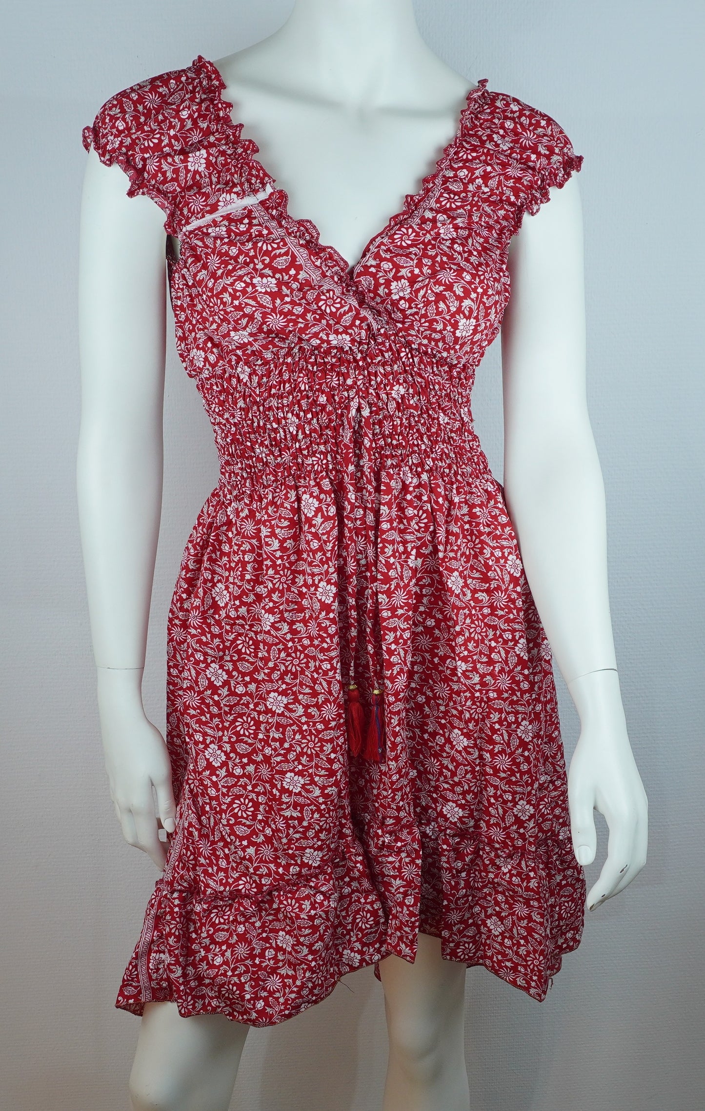 Sommerkleid – Boho Kleid Rot mit Blumenprint