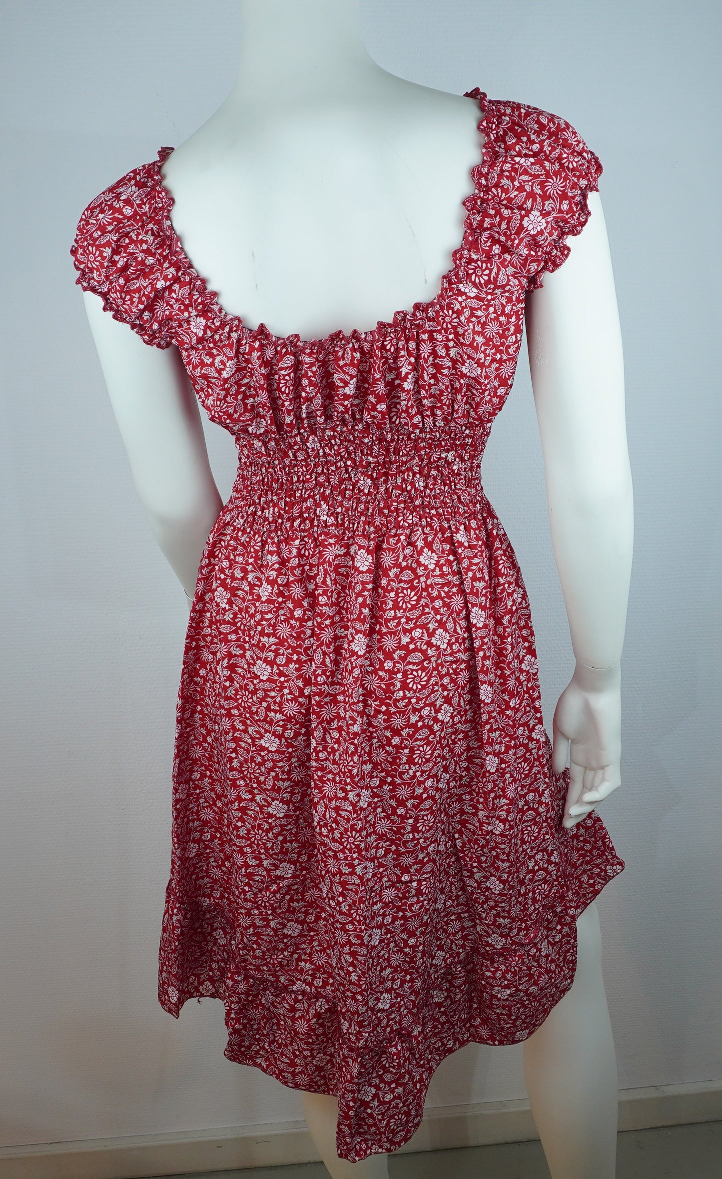 Sommerkleid – Boho Kleid Rot mit Blumenprint