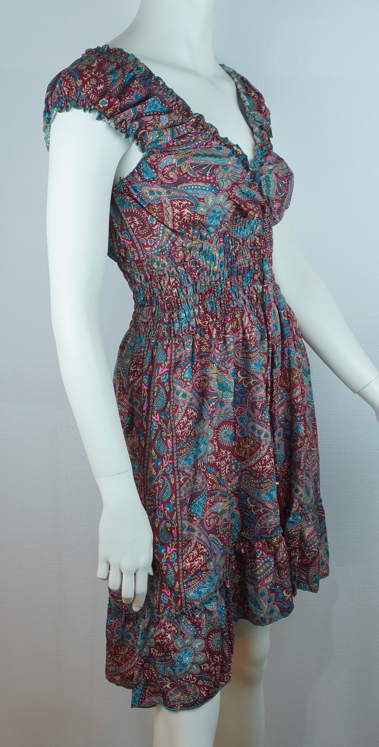 Sommerkleid – Boho Kleid Bordeaux mit Paisley-Print
