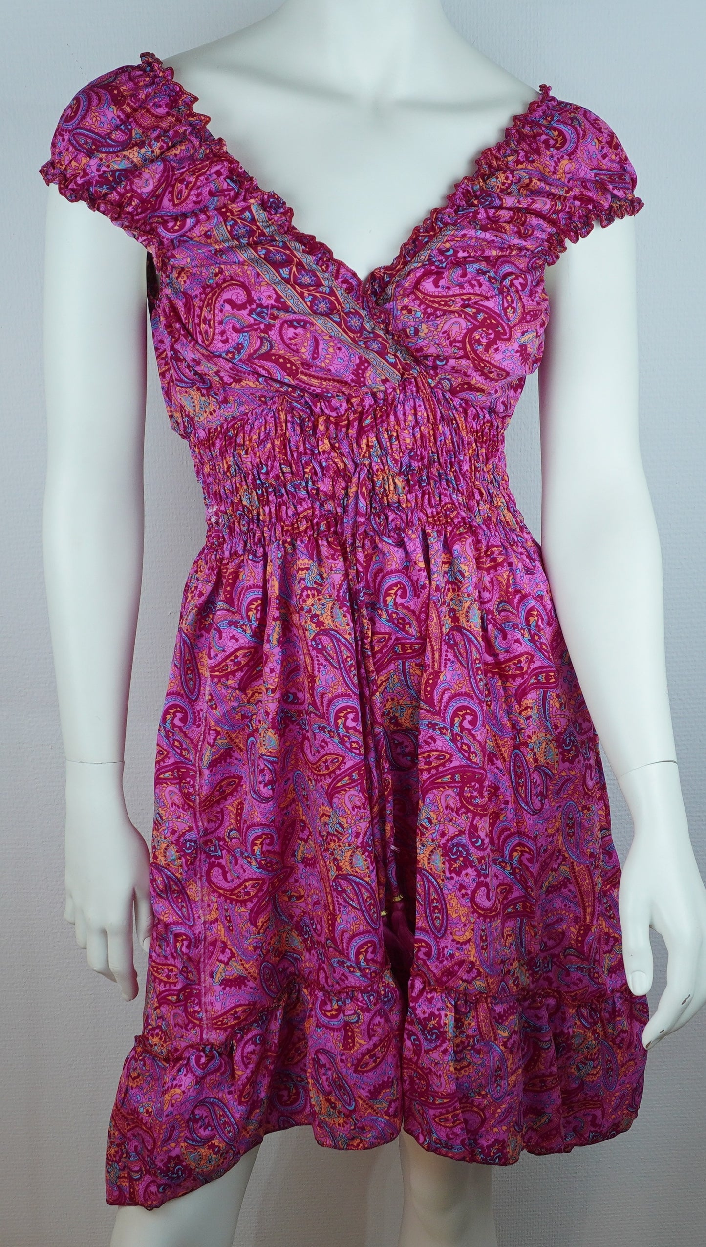 Sommerkleid – Boho Kleid Pink/Magenta mit Paisley-Print