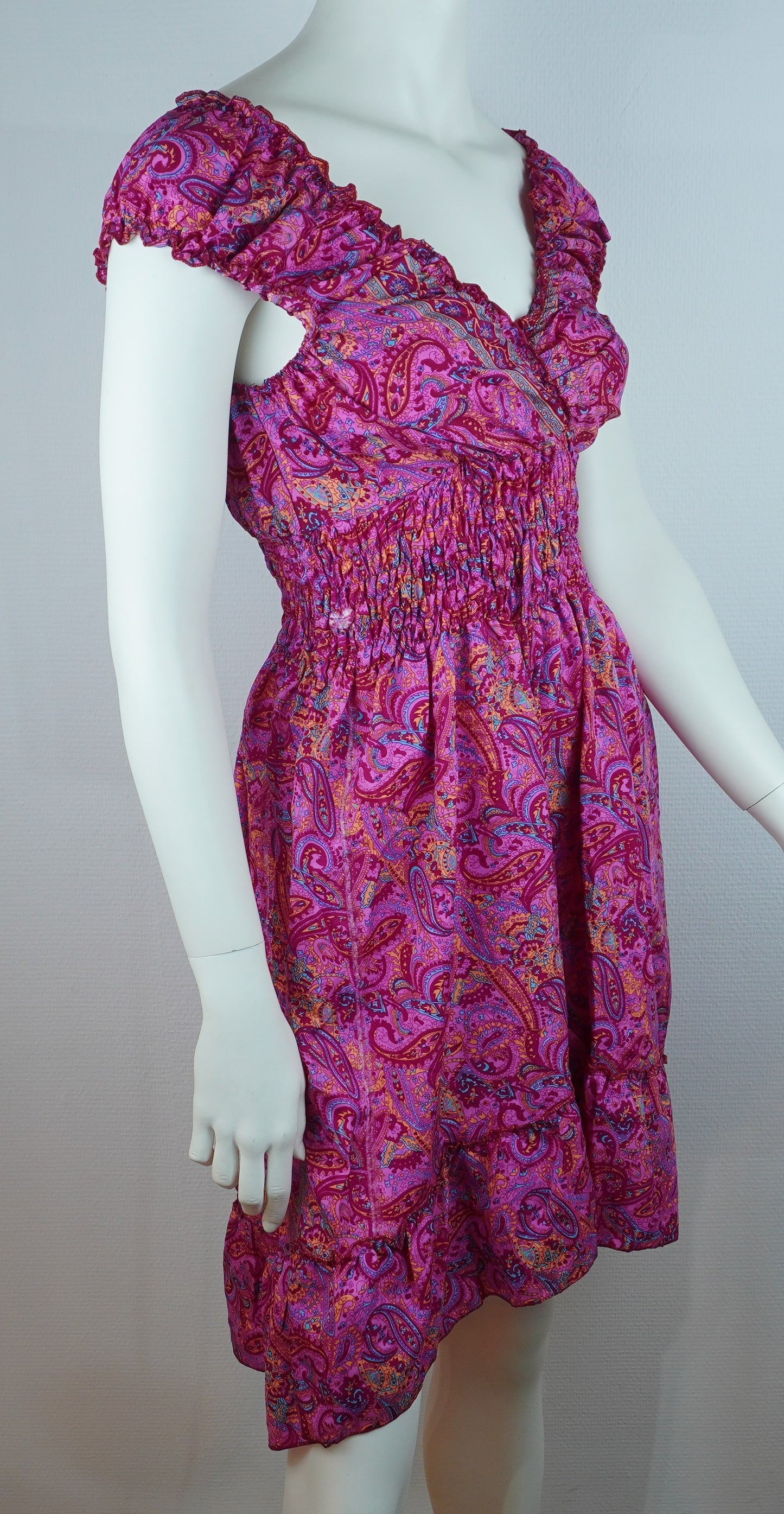 Sommerkleid – Boho Kleid Pink/Magenta mit Paisley-Print