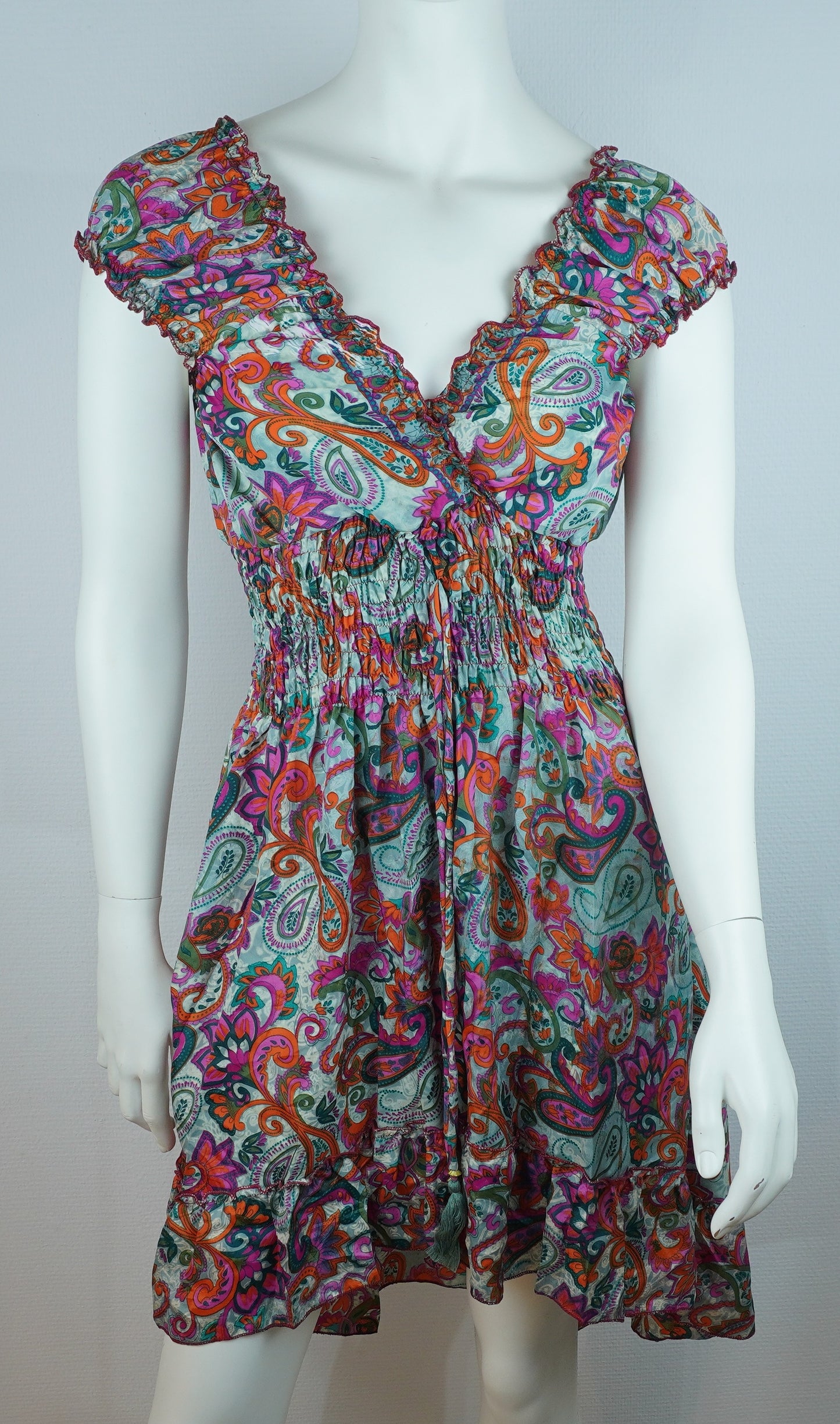Sommerkleid – Boho Kleid Mint/Bunt mit Paisley-Print