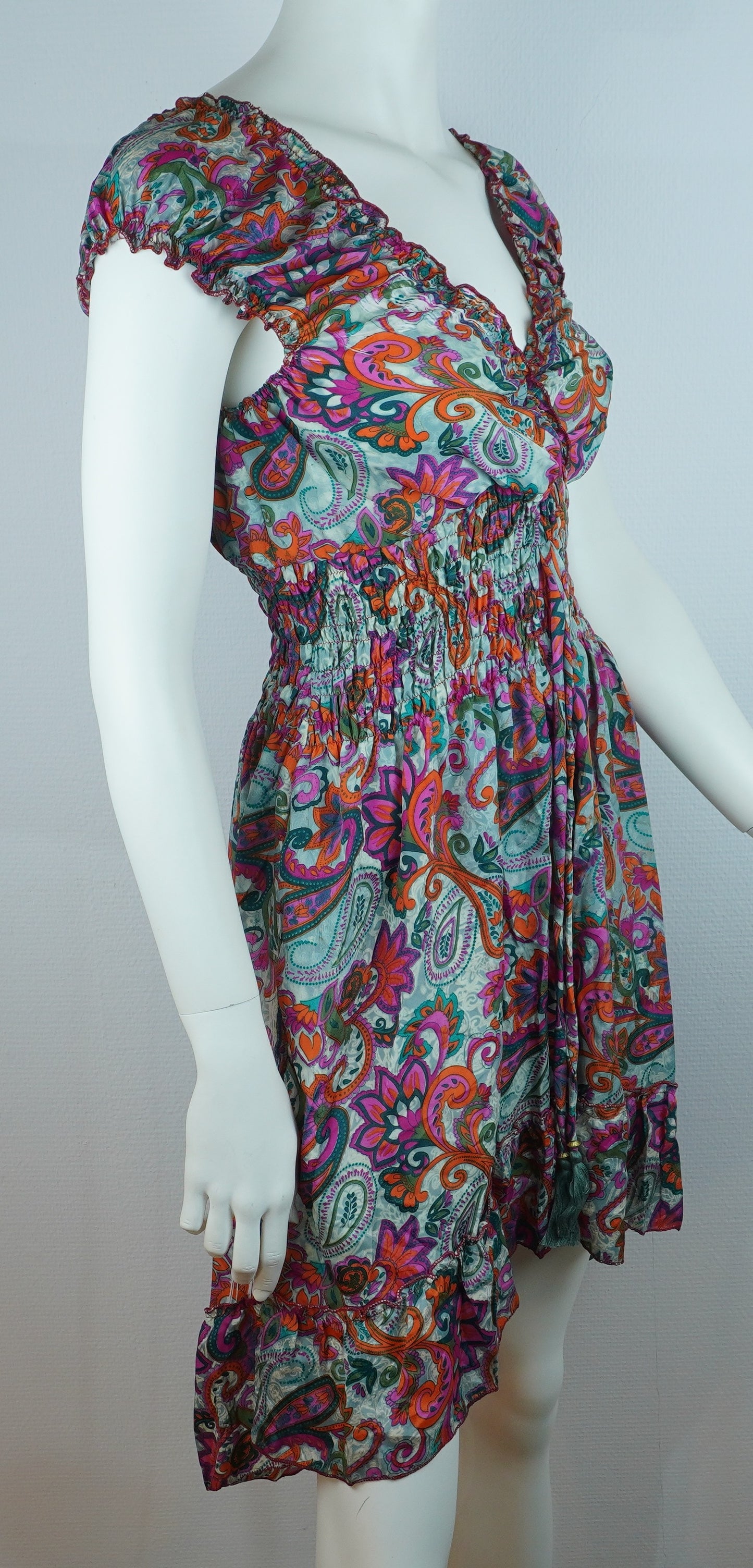 Sommerkleid – Boho Kleid Mint/Bunt mit Paisley-Print