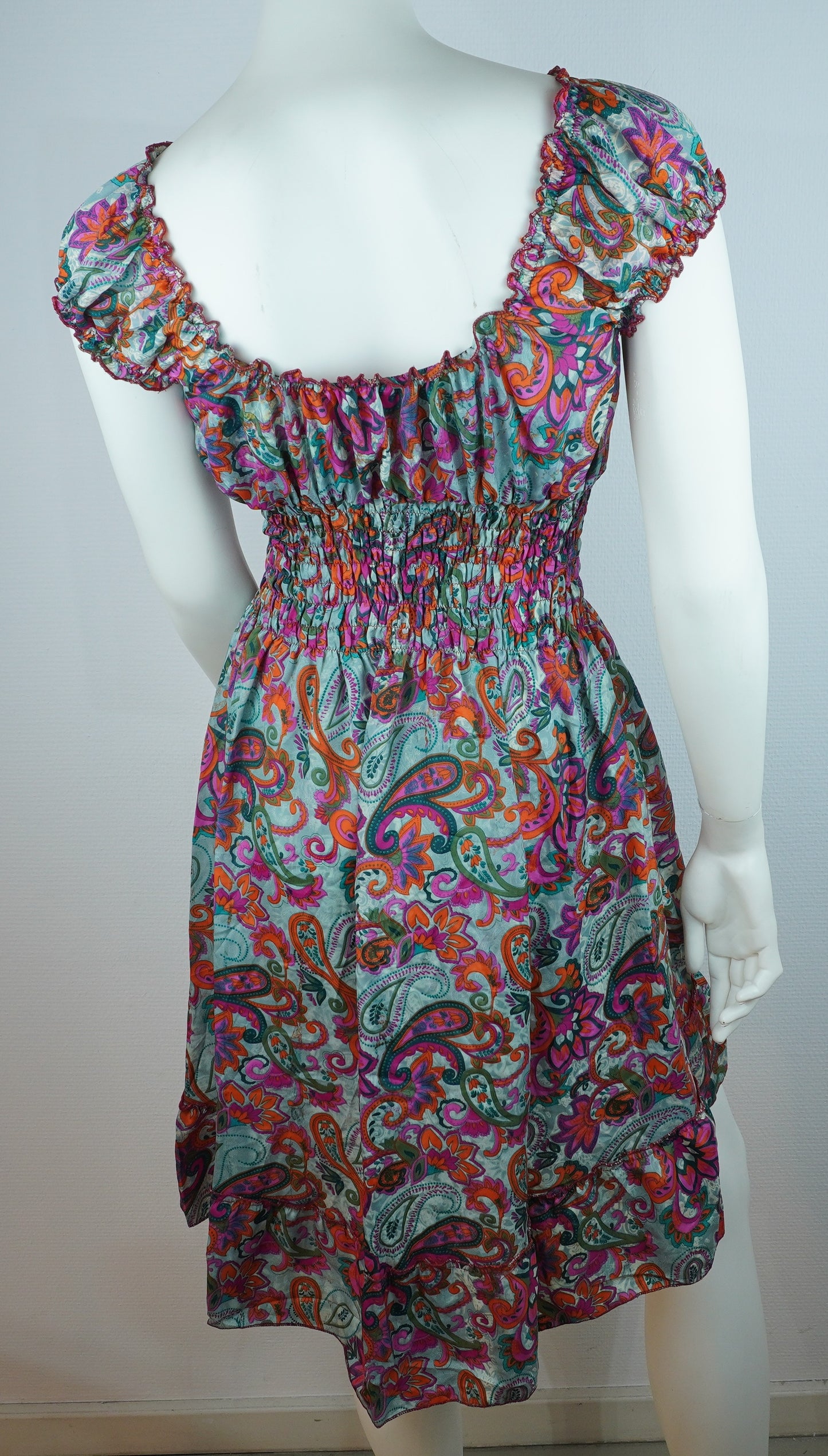 Sommerkleid – Boho Kleid Mint/Bunt mit Paisley-Print