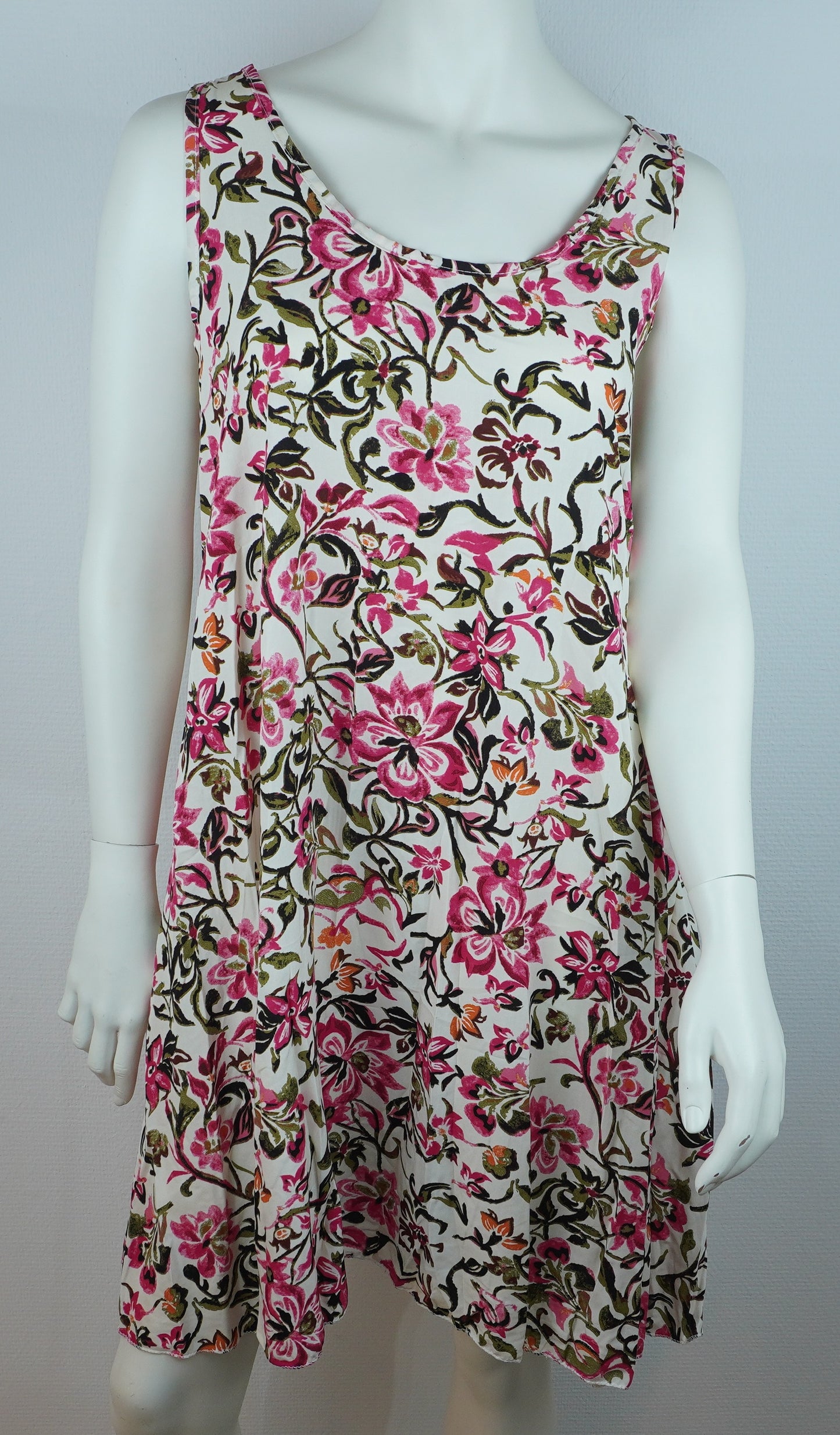 Sommerkleid – Blumenprint – Trägerkleid – Weiß/Pink