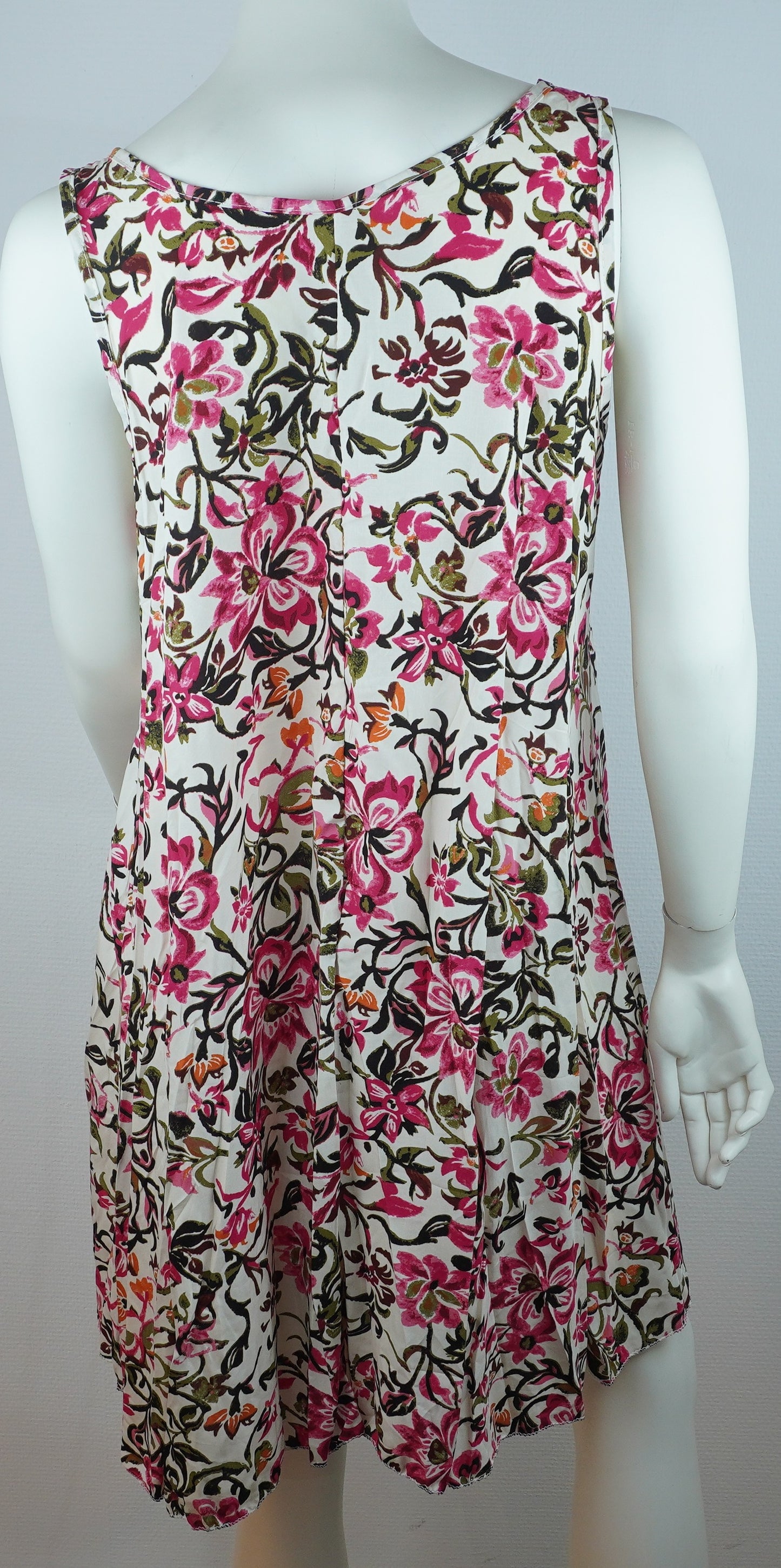 Sommerkleid – Blumenprint – Trägerkleid – Weiß/Pink