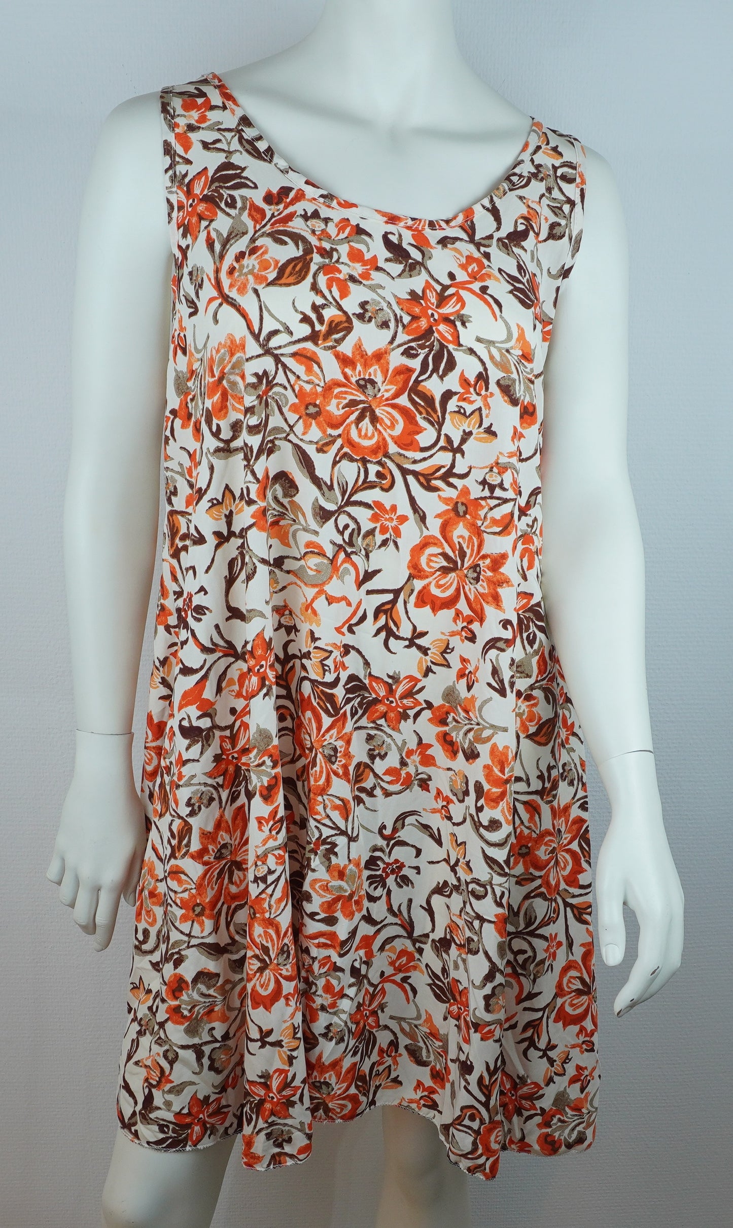 Sommerkleid – Blumenprint – Trägerkleid – Weiß/Orange