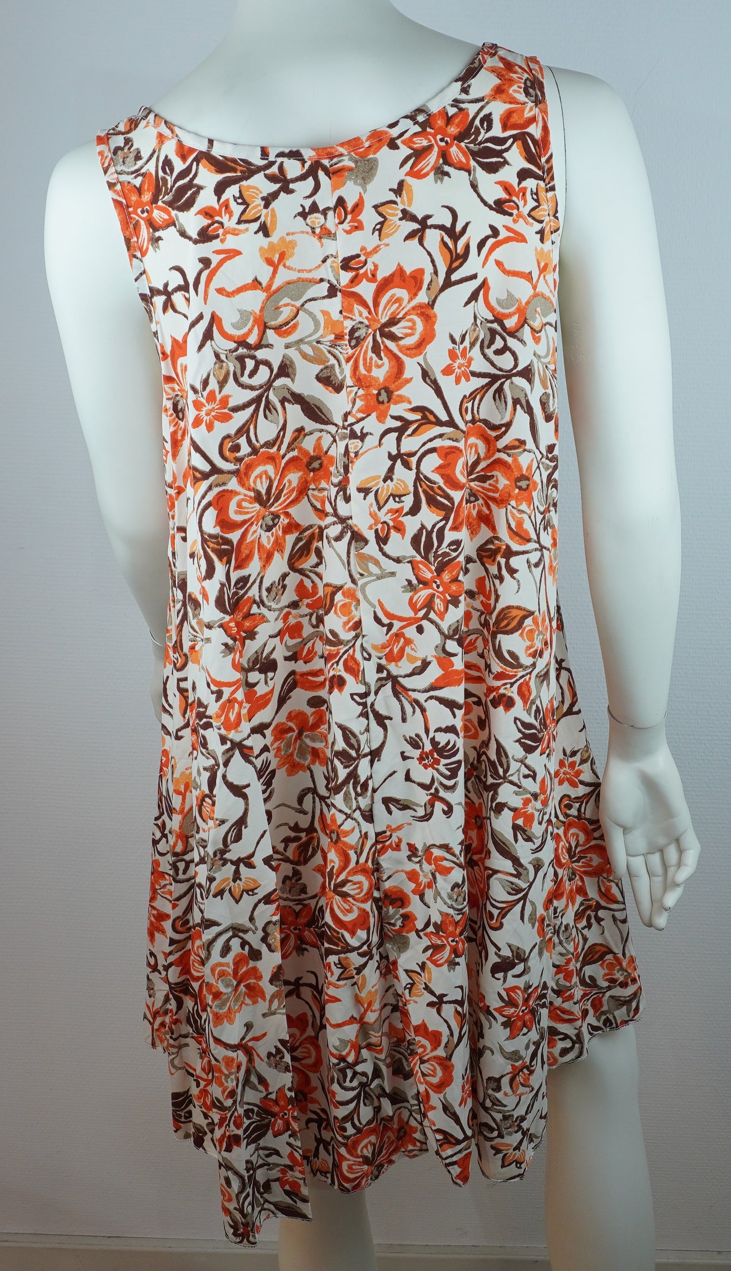 Sommerkleid – Blumenprint – Trägerkleid – Weiß/Orange