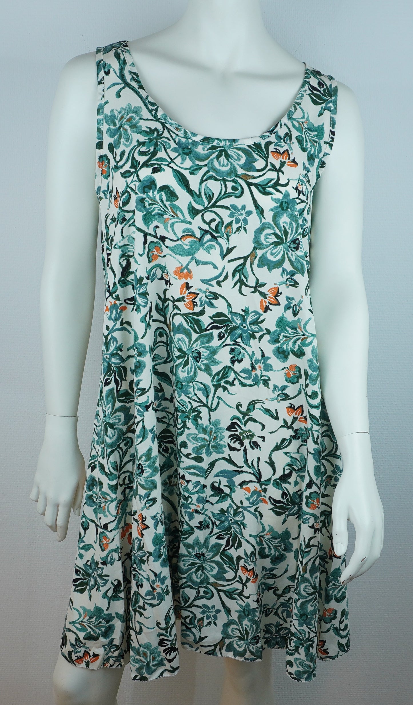 Sommerkleid – Blumenprint – Trägerkleid – Weiß/Grün