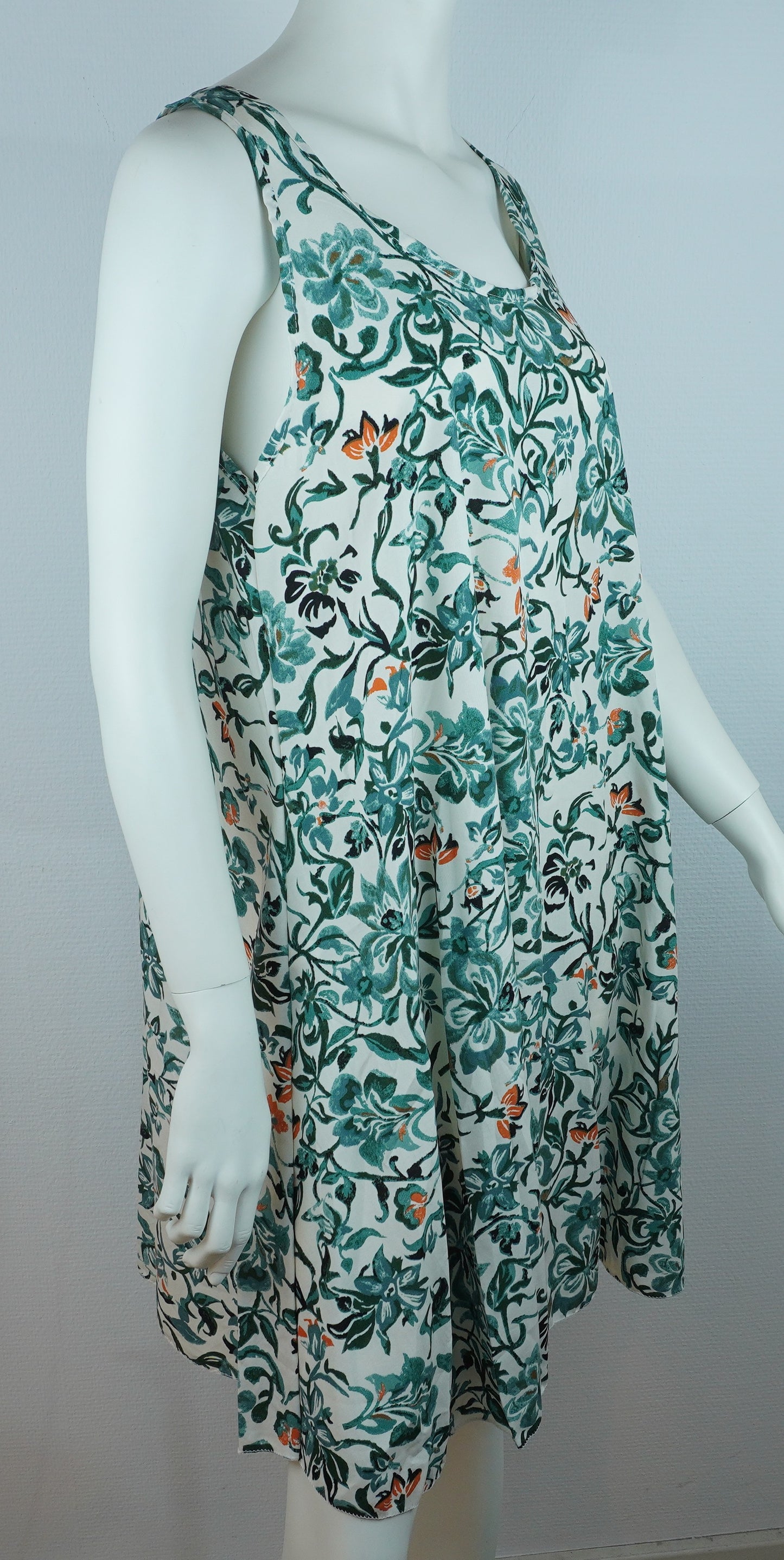 Sommerkleid – Blumenprint – Trägerkleid – Weiß/Grün