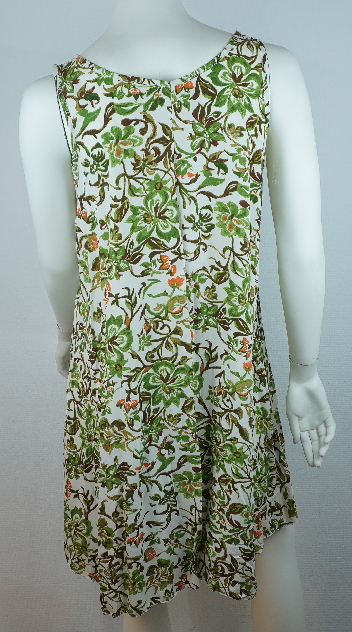 Sommerkleid – Blumenprint – Trägerkleid – Weiß/Oliv