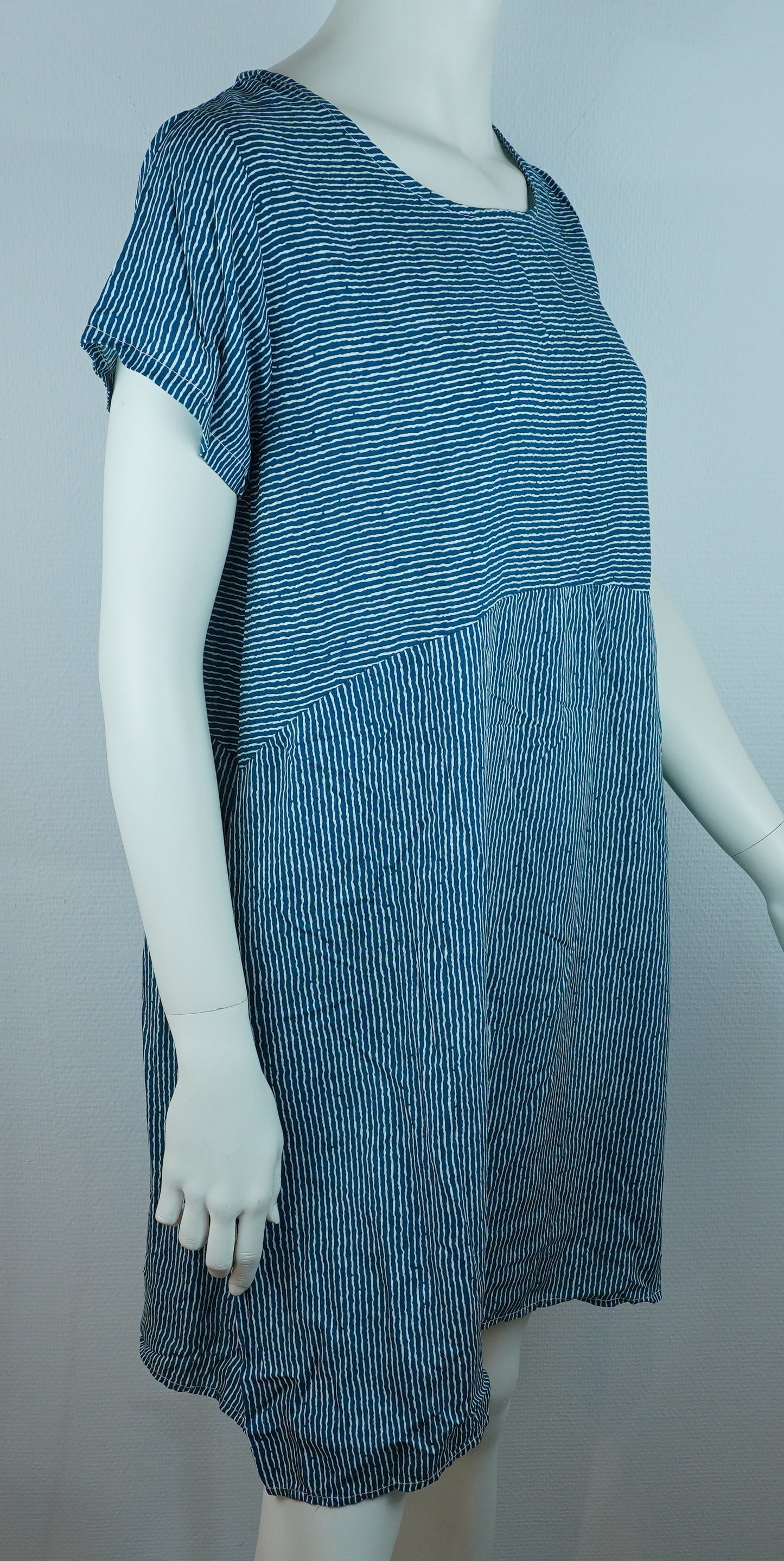 Sommerkleid Streifen Petrol Seitenansicht