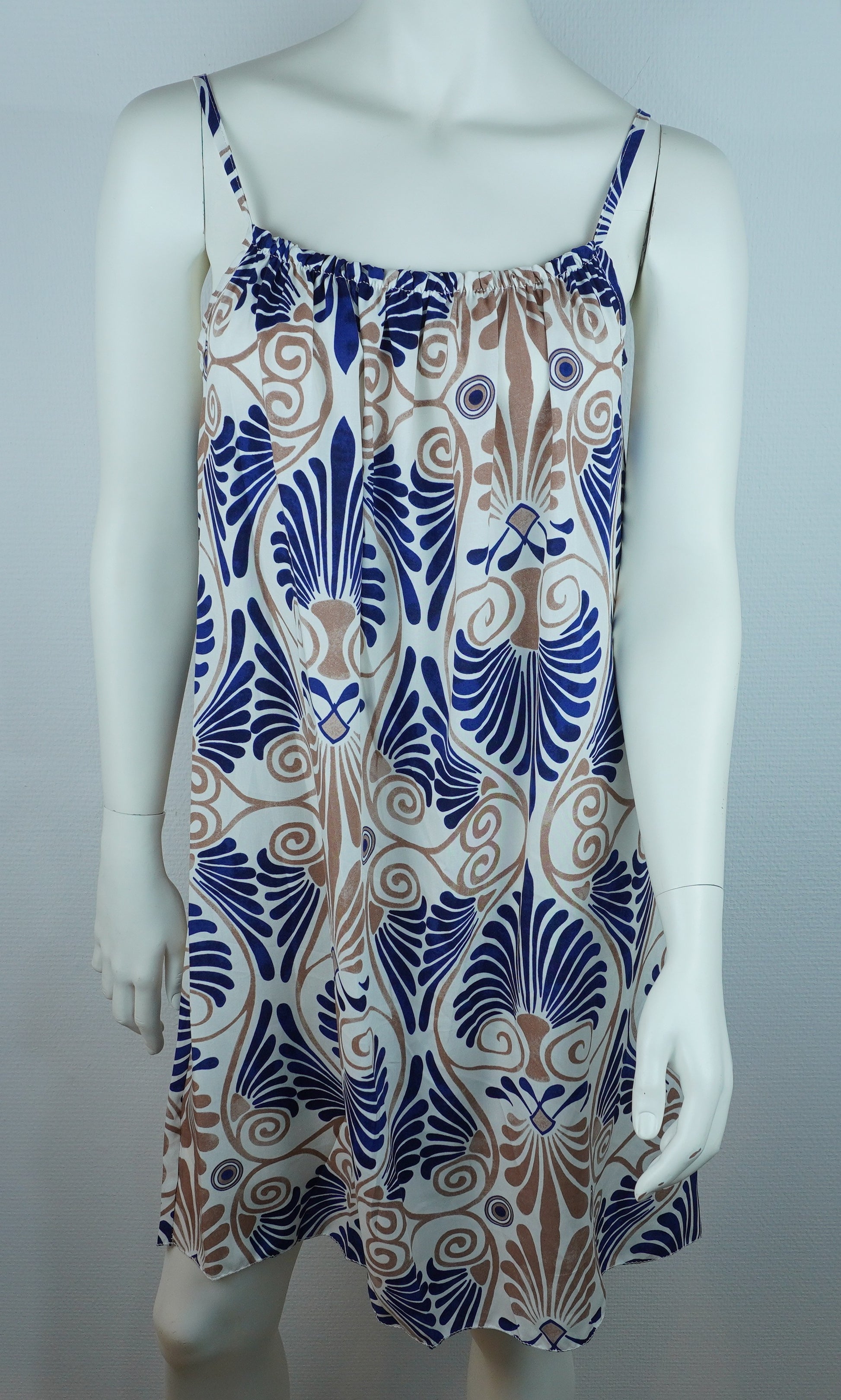 Sommerkleid Art Déco Blau Vorderansicht