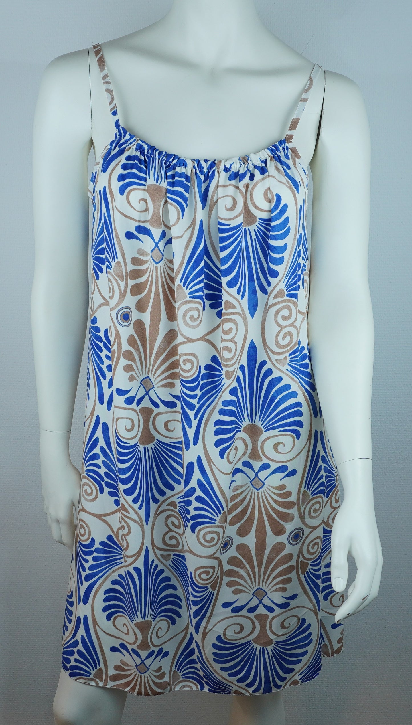 Sommerkleid Art Déco Blau Midi Vorderansicht