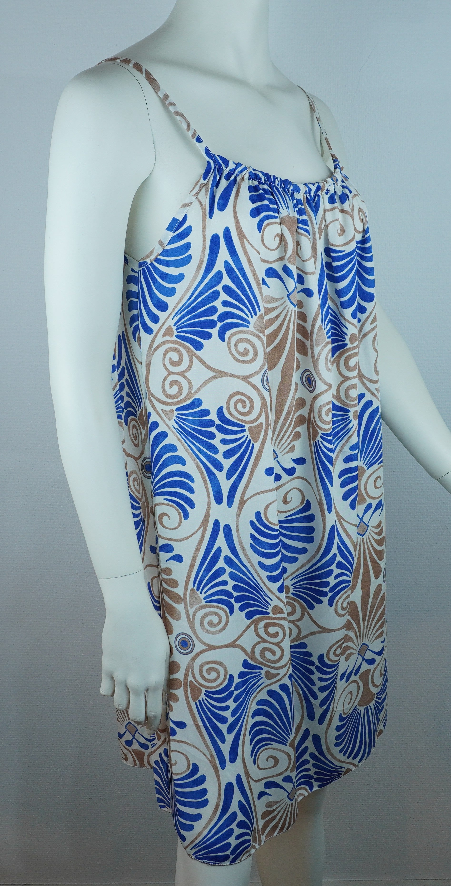 Sommerkleid Art Déco Blau Midi Seitenansicht