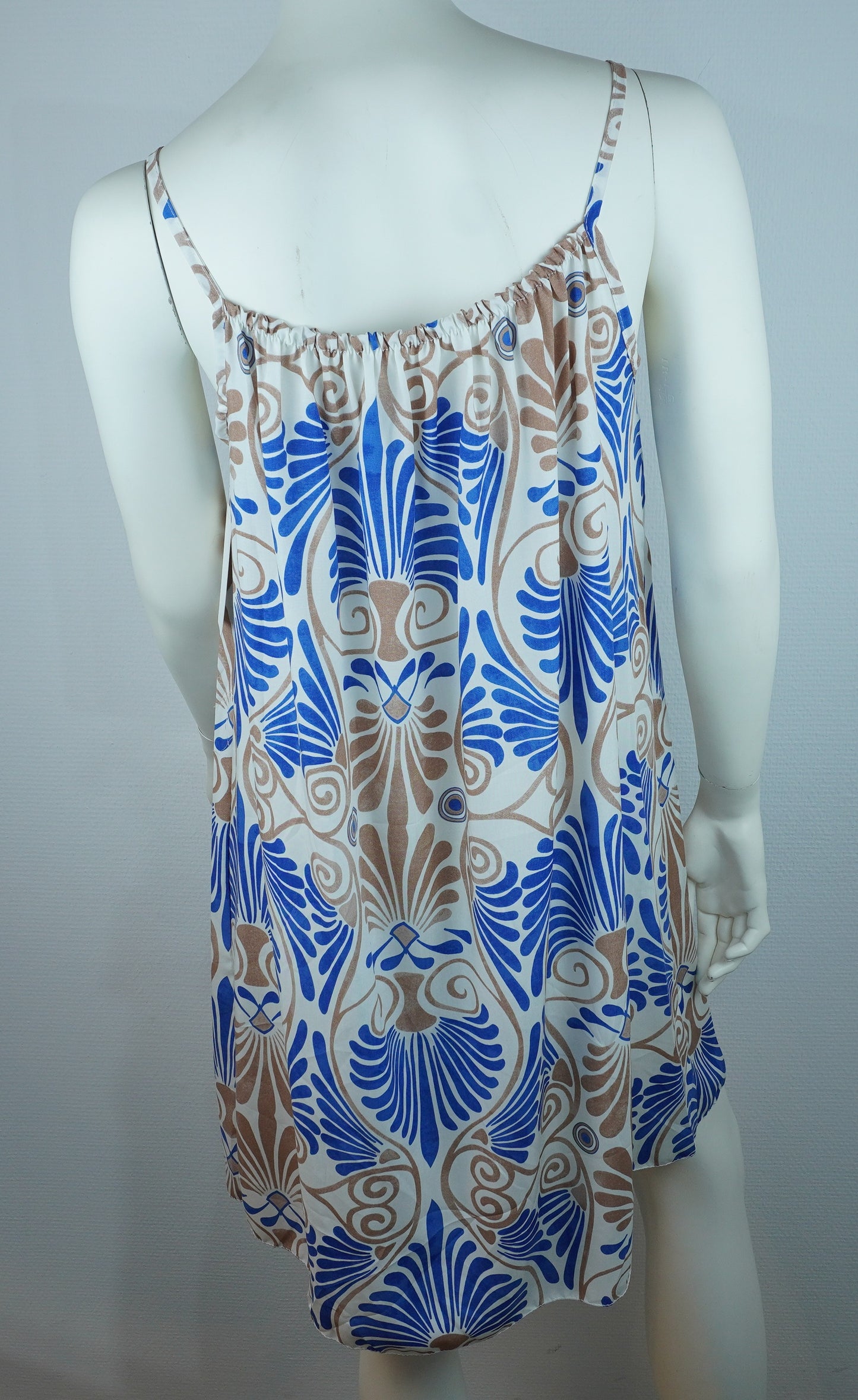 Sommerkleid Art Déco Blau Midi Rückansicht