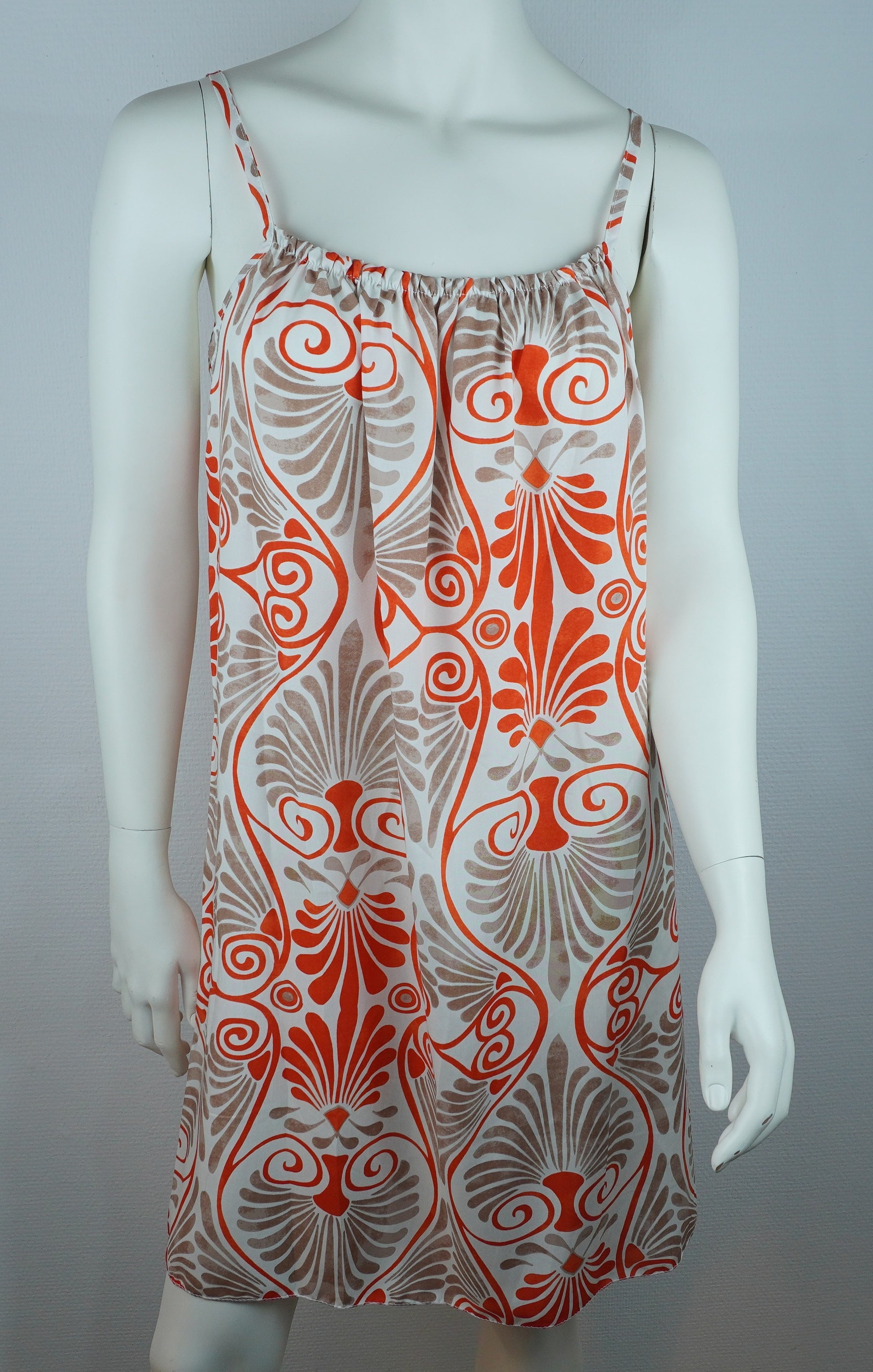 Sommerkleid Art Déco Orange Vorderansicht
