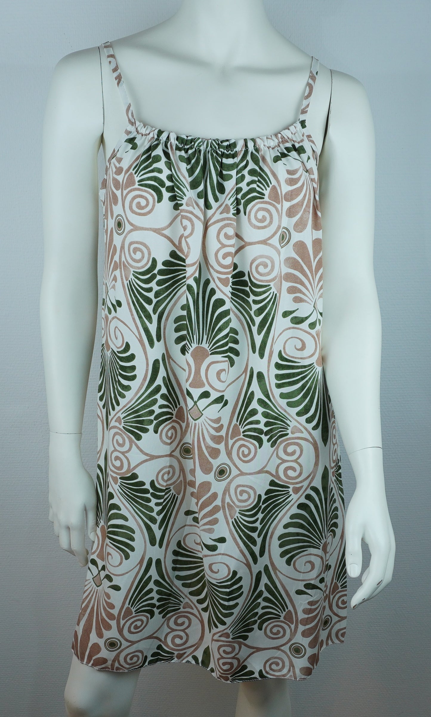 Sommerkleid Art Déco Waldgrün Vorderansicht