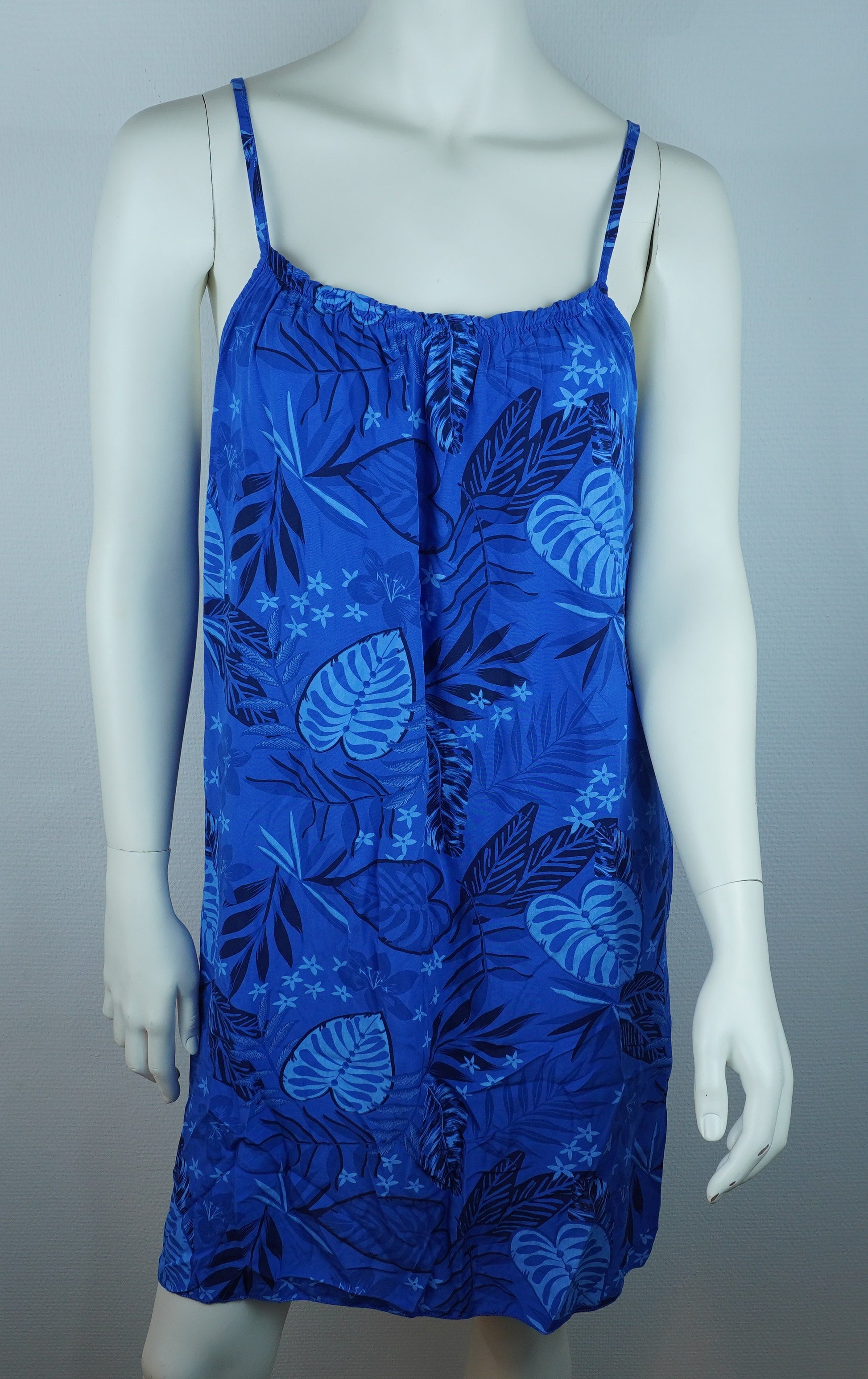 Sommerkleid Tropical Royalblau Vorderansicht