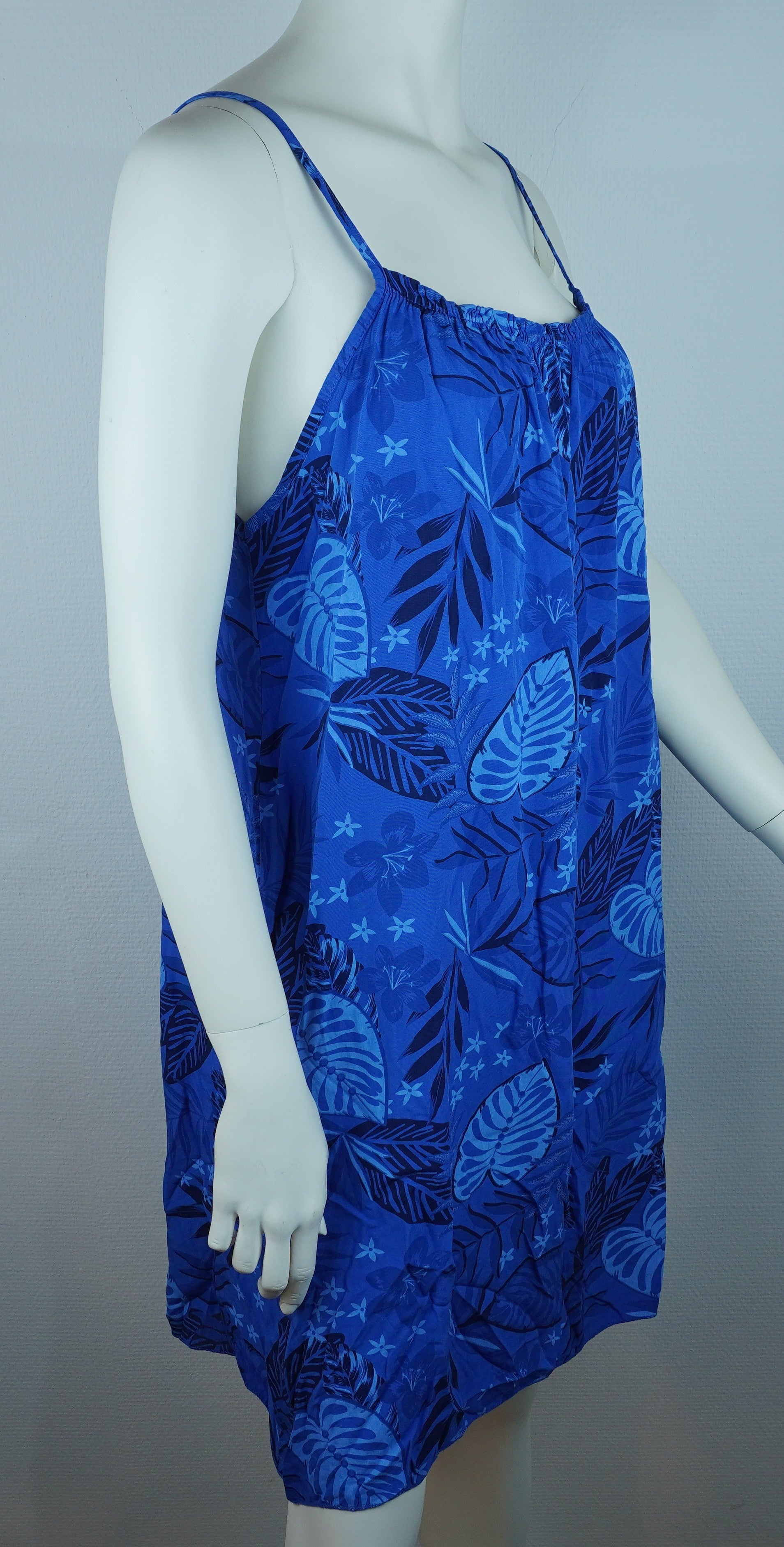 Sommerkleid Tropical Royalblau Seitenansicht