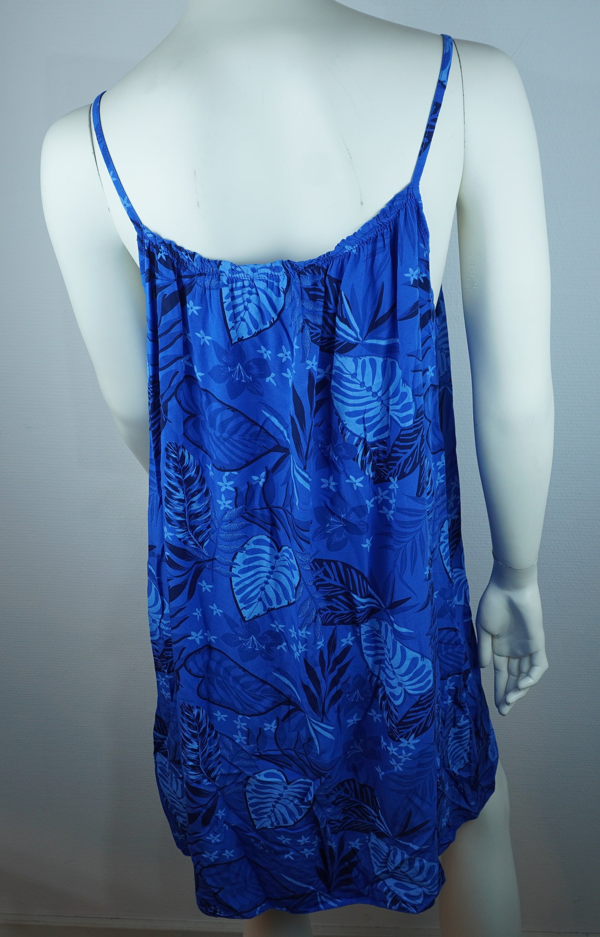 Sommerkleid Tropical Royalblau Rückansicht
