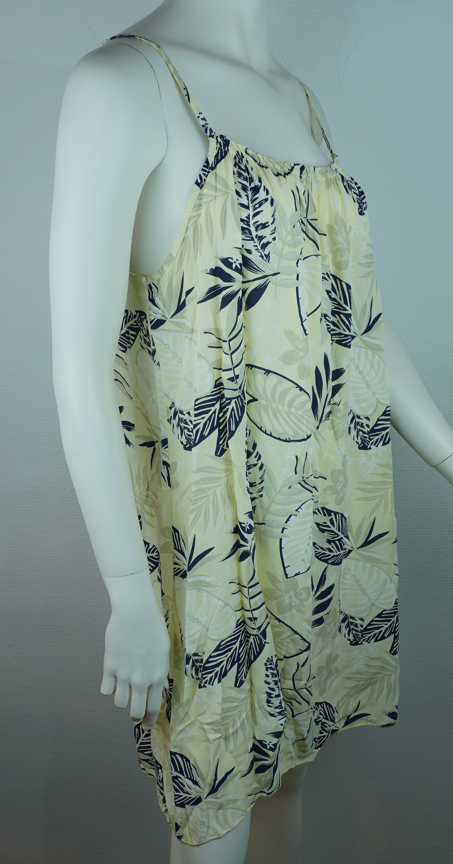 Sommerkleid Tropical Creme Navy Seitenansicht