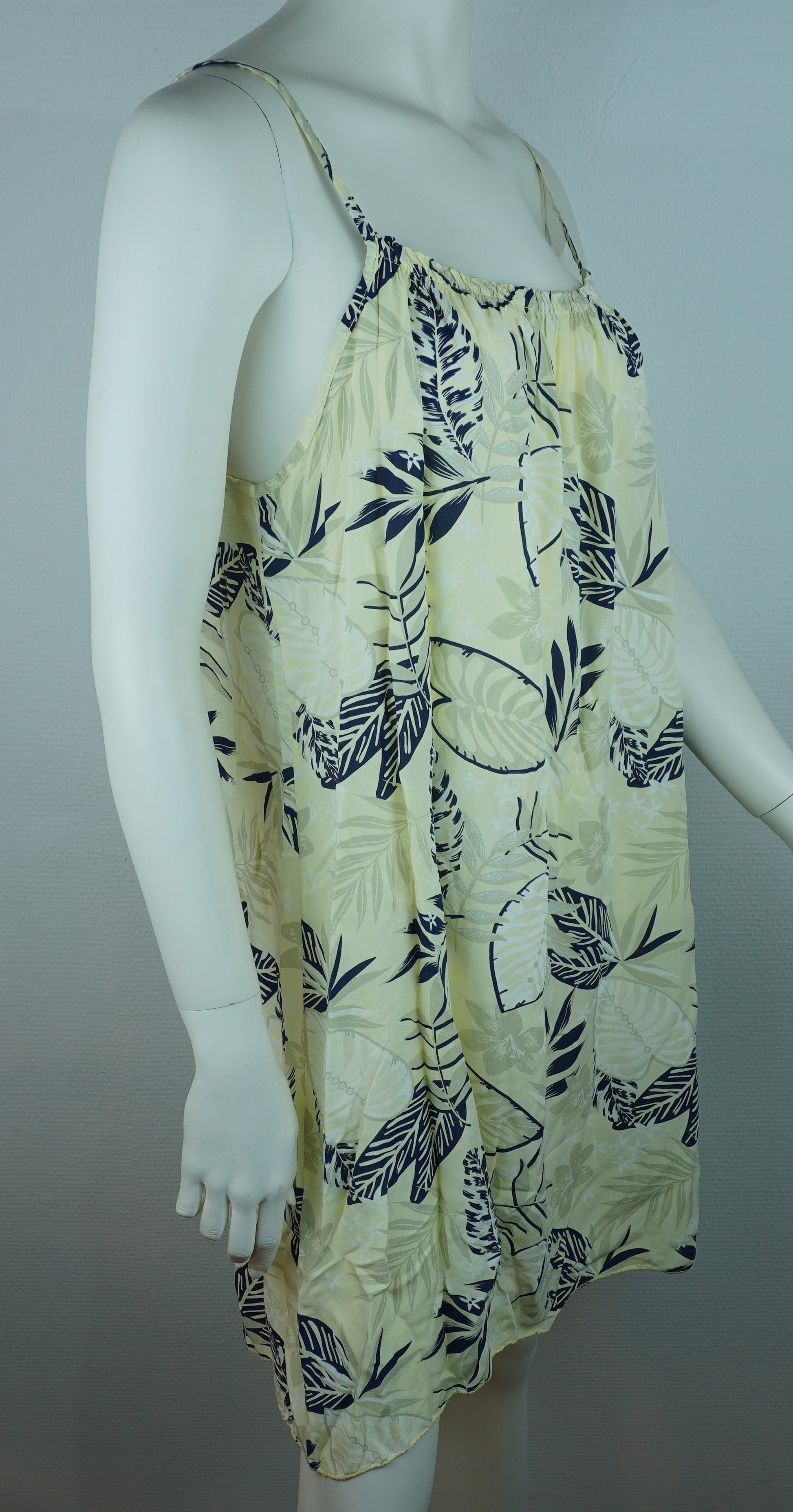 Sommerkleid Tropical Creme Navy Seitenansicht