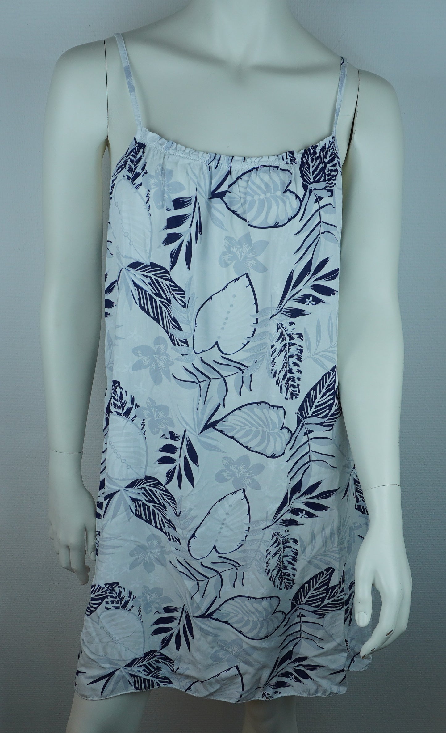 Sommerkleid Tropical Weiß Navy Vorderansicht