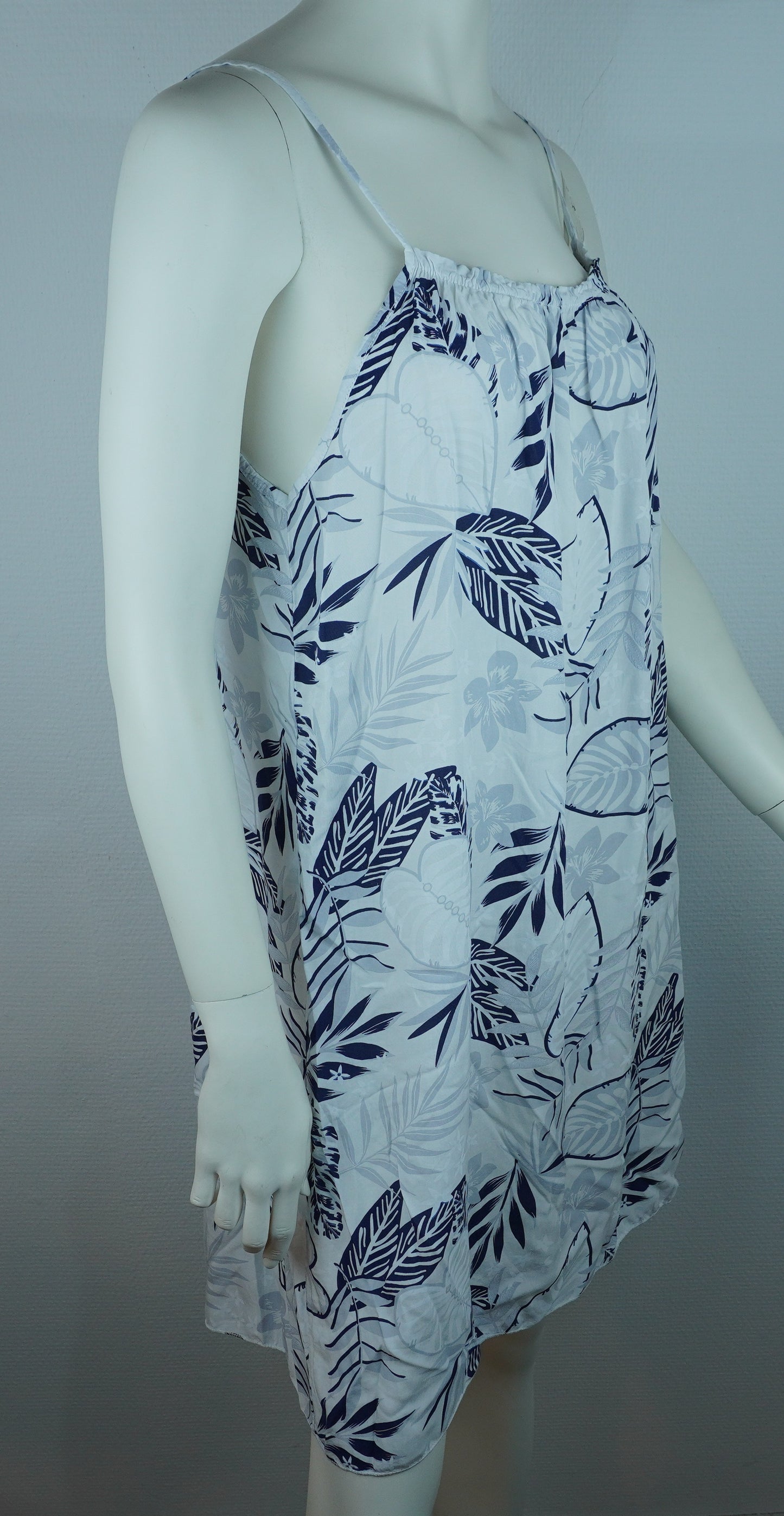 Sommerkleid Tropical Weiß Navy Seitenansicht