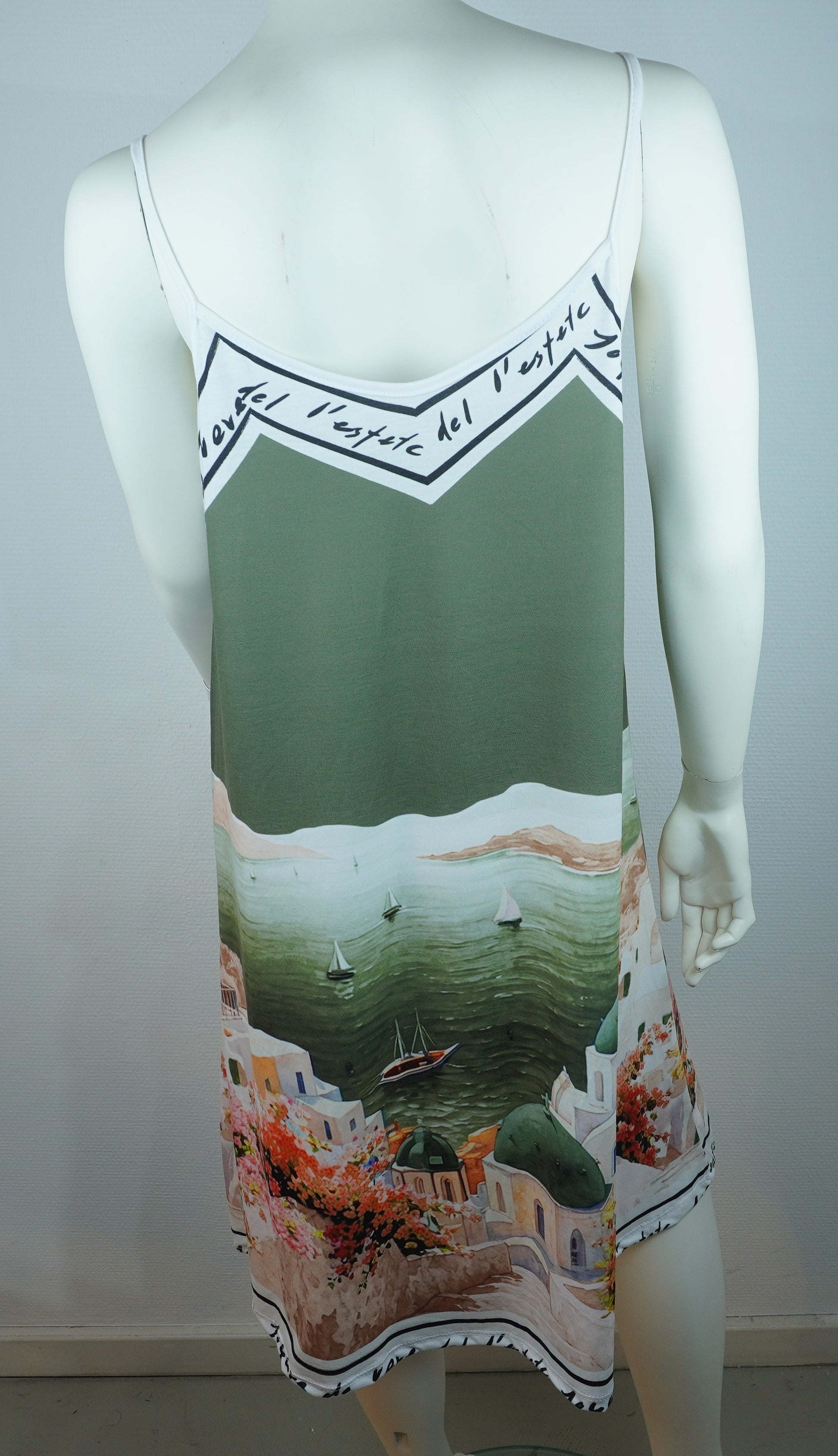 Sommerkleid Santorini Print Oliv Rückansicht