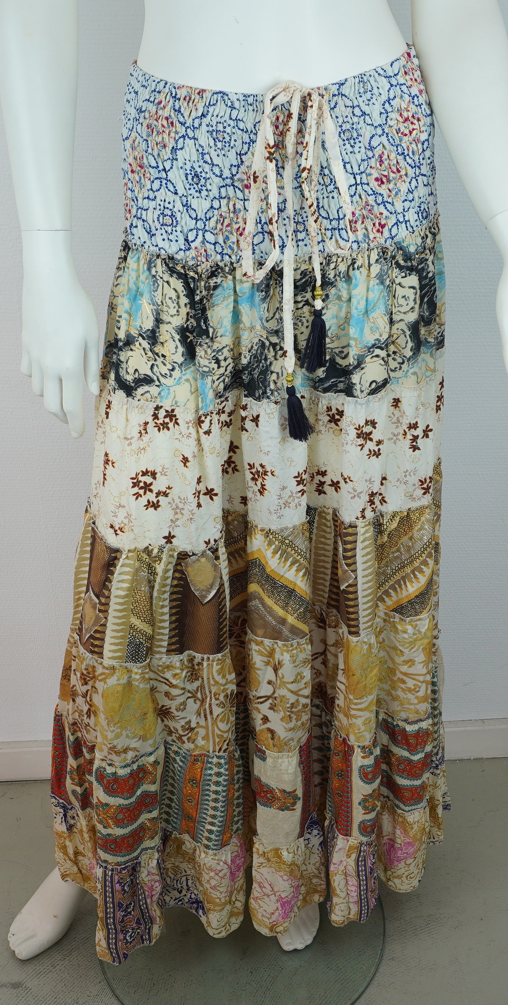 Boho Patchwork Maxi-Rock vorne