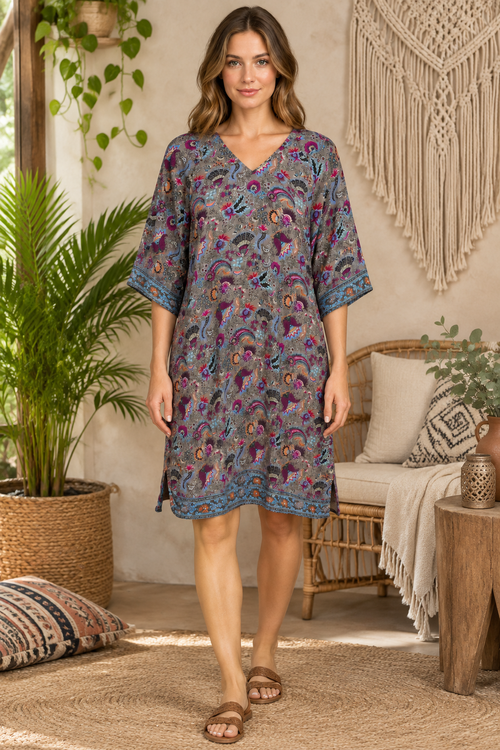 Boho Tunika Taupe im Boho-Ambiente