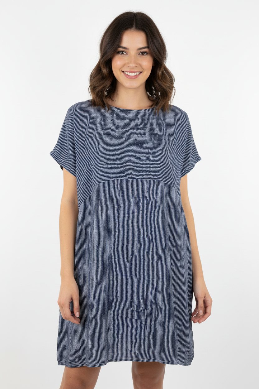 Sommerkleid Streifen Marine Vorderansicht