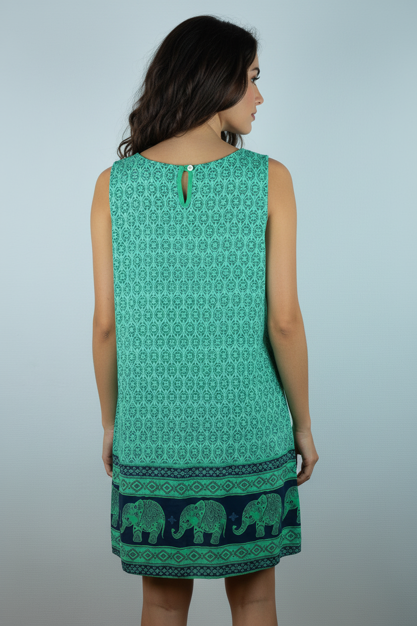 Sommerkleid Maya Türkis – KI Rückseite