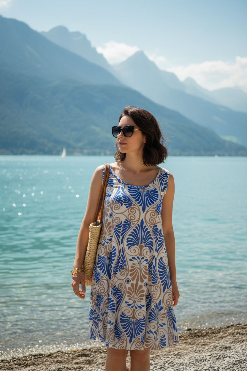 Sommerkleid Art-Déco Blau Groß Bodensee Lifestyle