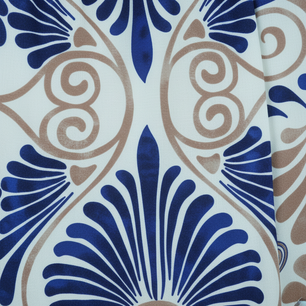 Sommerkleid Art Déco Blau Detailshot KI